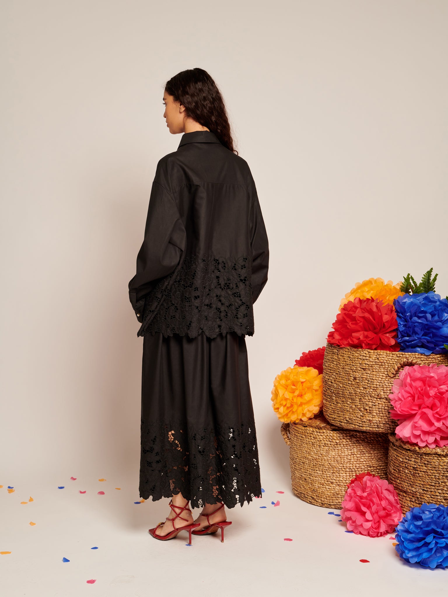 La Fiesta Embroidered Maxi Skirt  | Color_Black | No_32SJ00SK454BLK_BLACK【SISTER JANE_シスタージェーン】