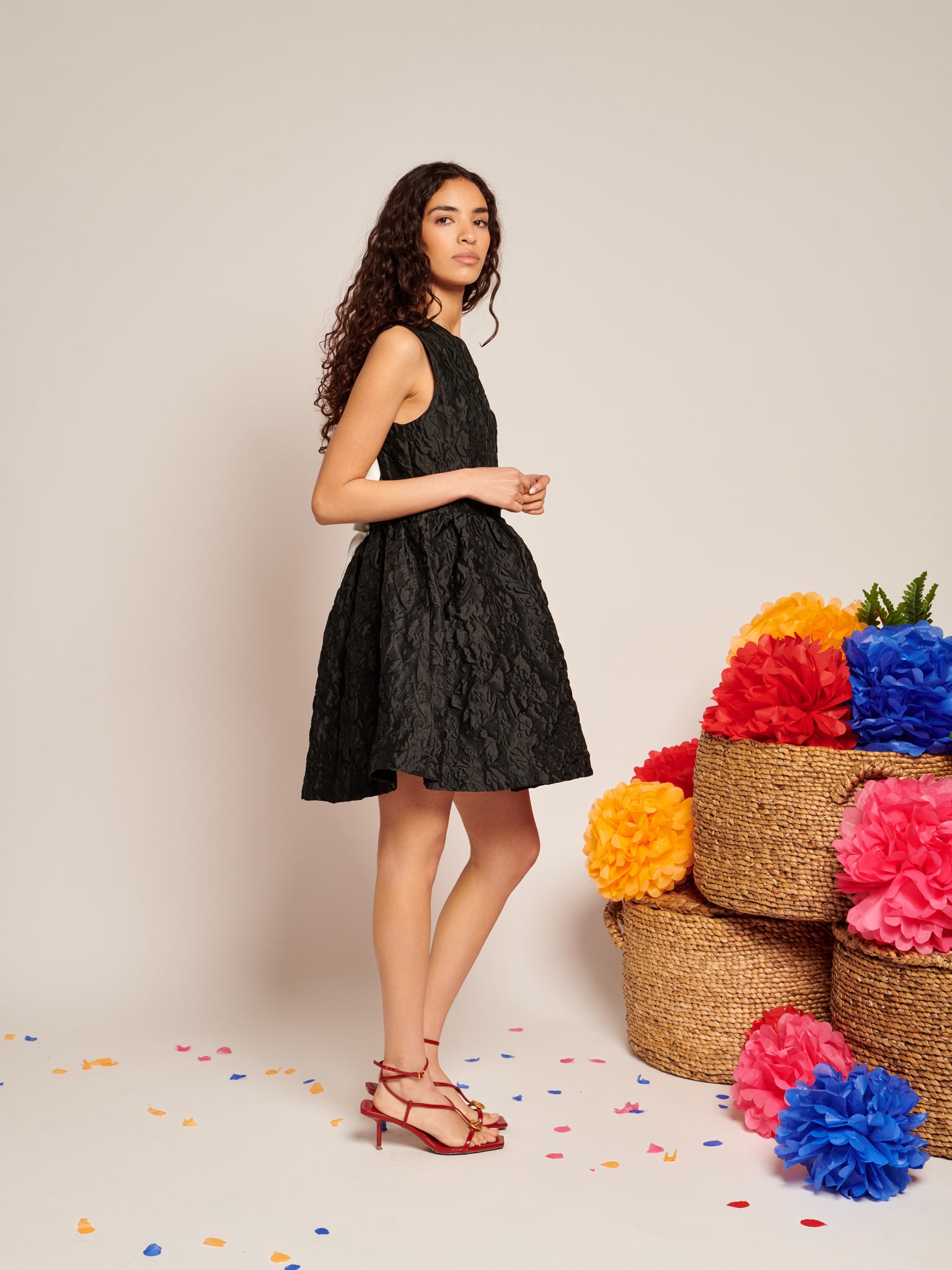 Lucia Jacquard Open Back Mini Dress | Color_Black | No_32SJ00DR2309BLK_BLACK【SISTER JANE_シスタージェーン】