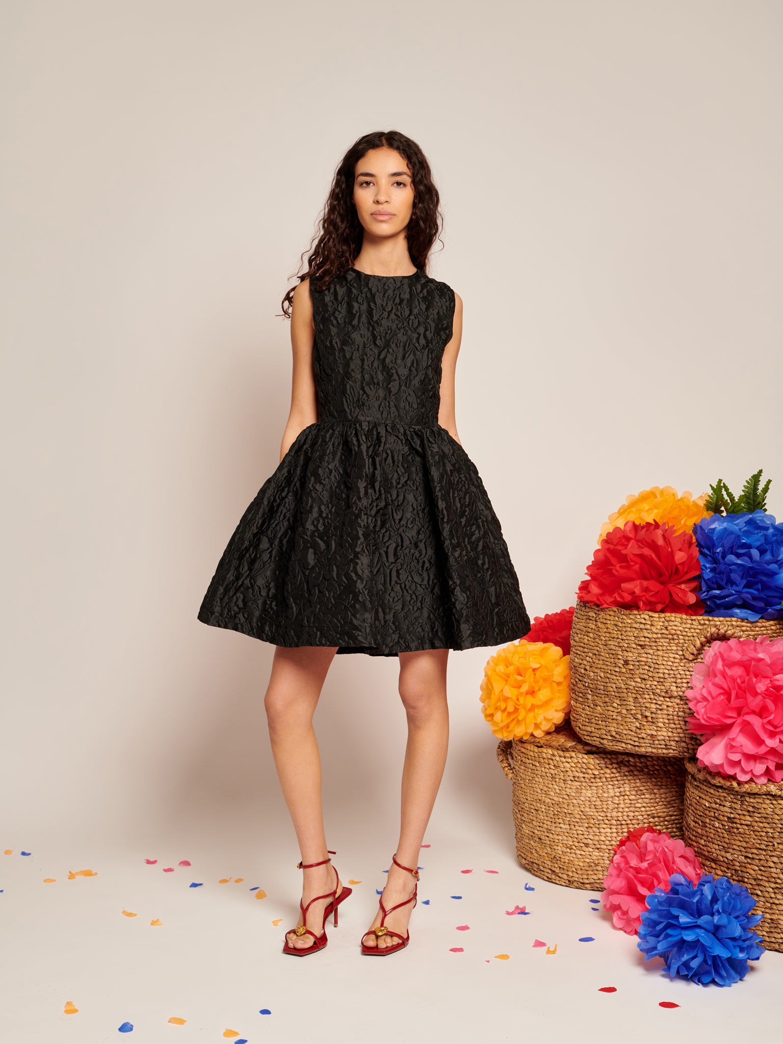 Lucia Jacquard Open Back Mini Dress | Color_Black | No_32SJ00DR2309BLK_BLACK【SISTER JANE_シスタージェーン】