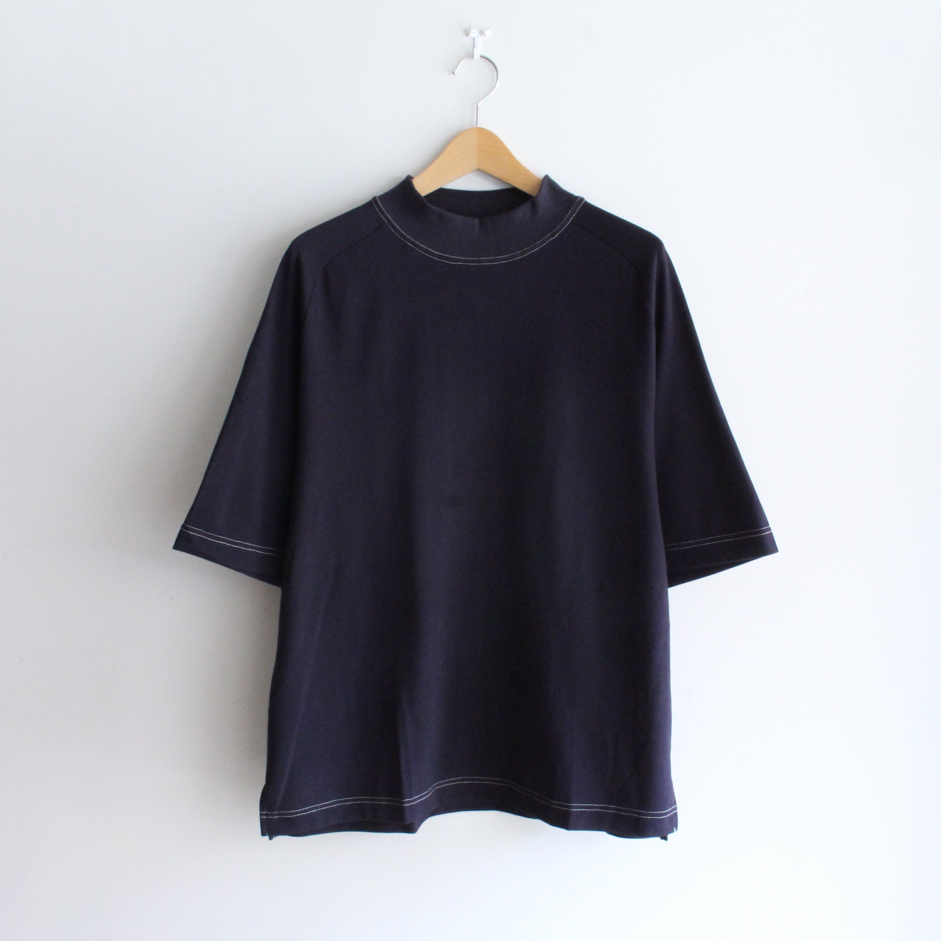 MOCK NECK SHORT SLEEVE TEE | Color_Navy | No_STN-02_Navy【CATTA_カッタ】【入荷予定アイテム・入荷連絡可能】