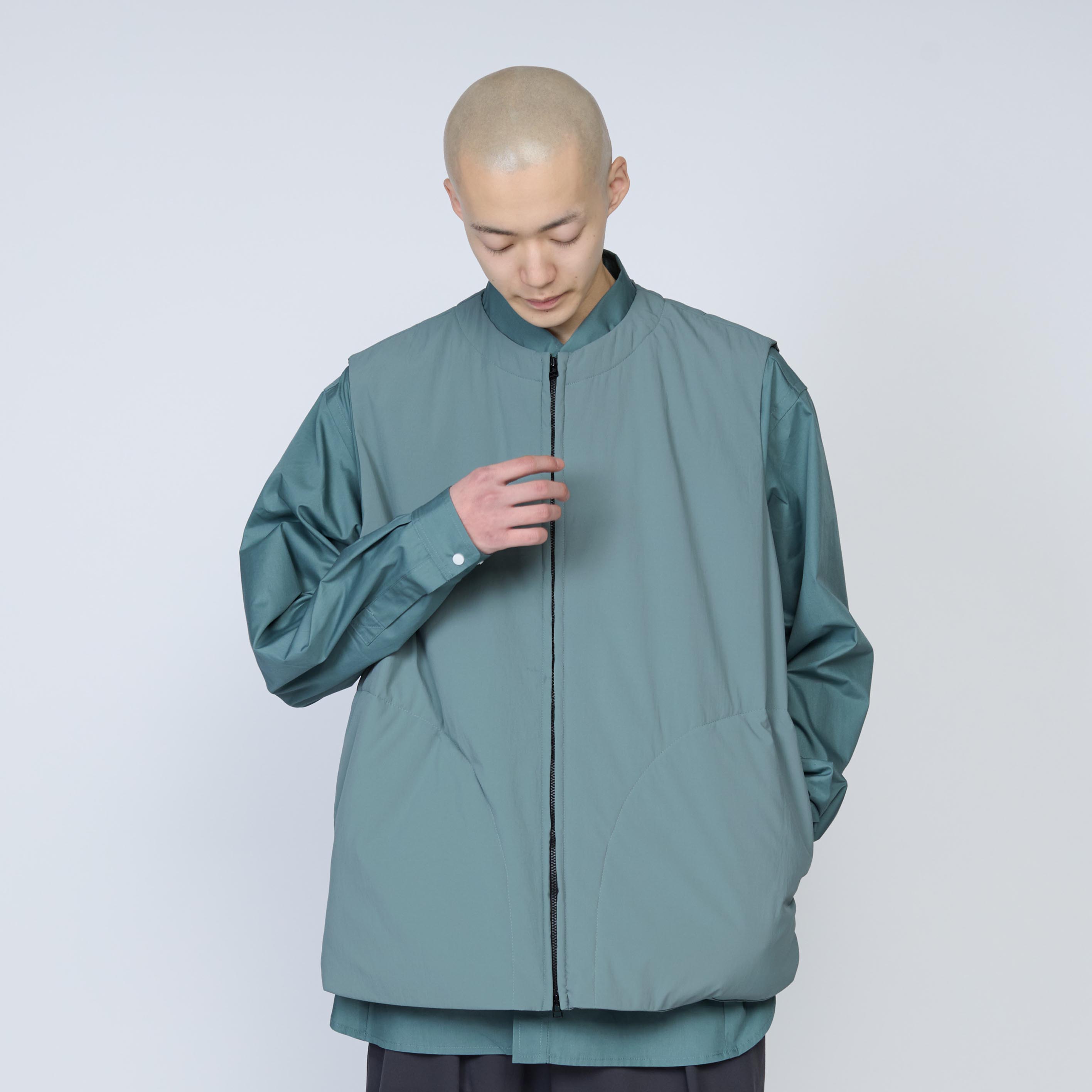 ジッパーベスト | Color_Color: Sage | No__206_color: sage【UNTRACE_アントレース】