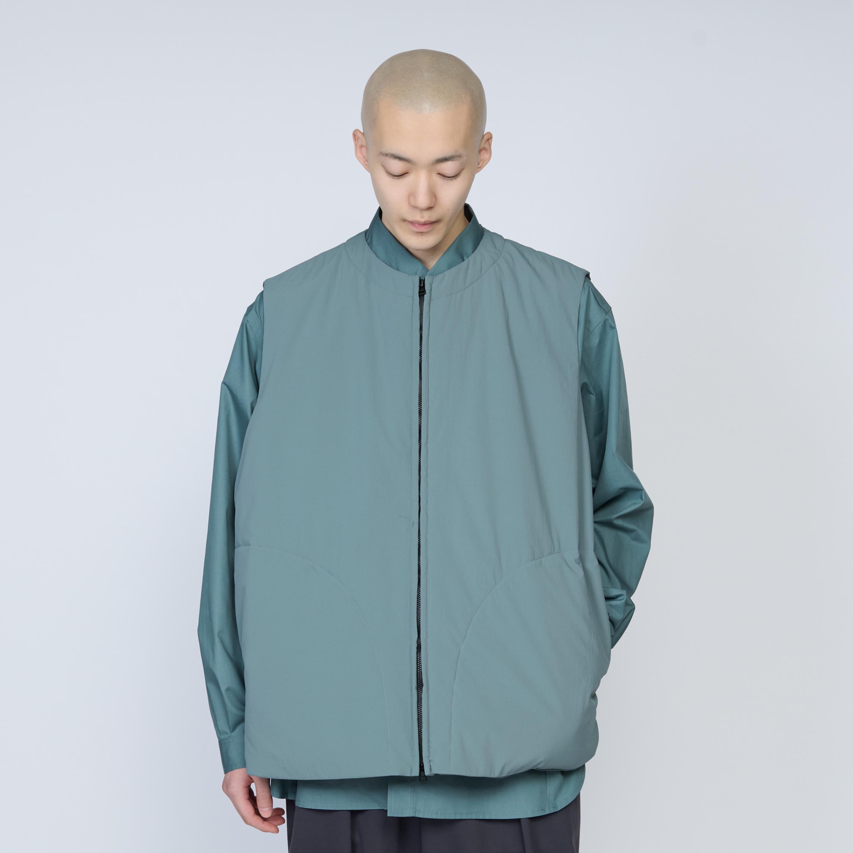 ジッパーベスト | Color_Color: Sage | No__206_color: sage【UNTRACE_アントレース】