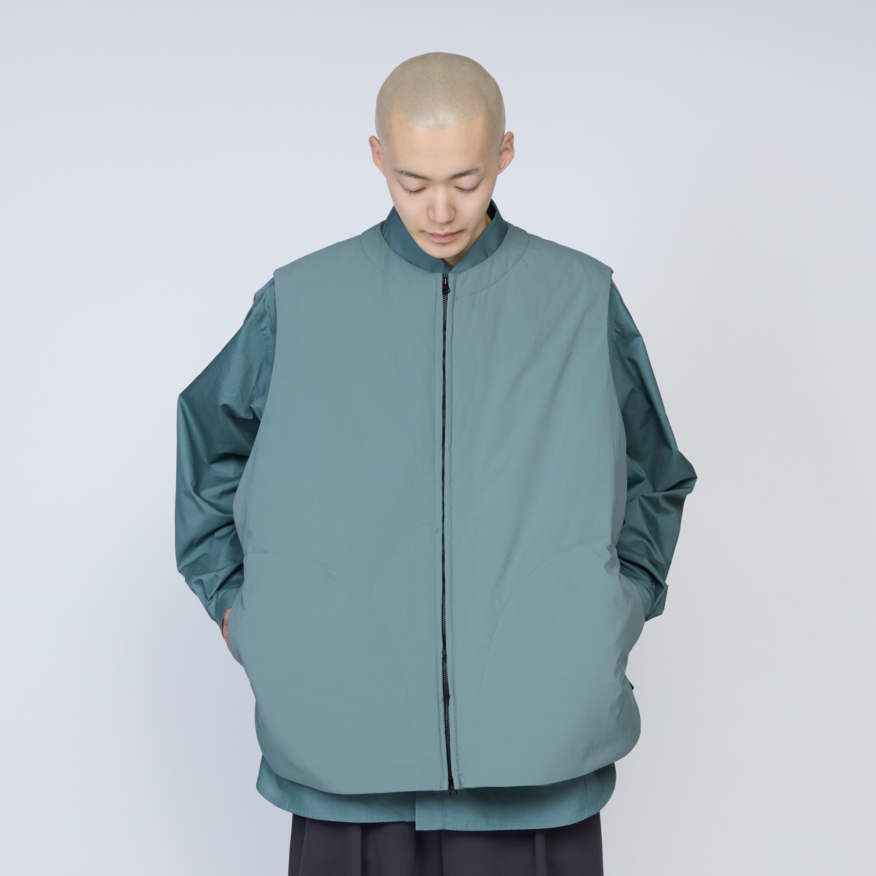 ジッパーベスト | Color_Color: Sage | No__206_color: sage【UNTRACE_アントレース】