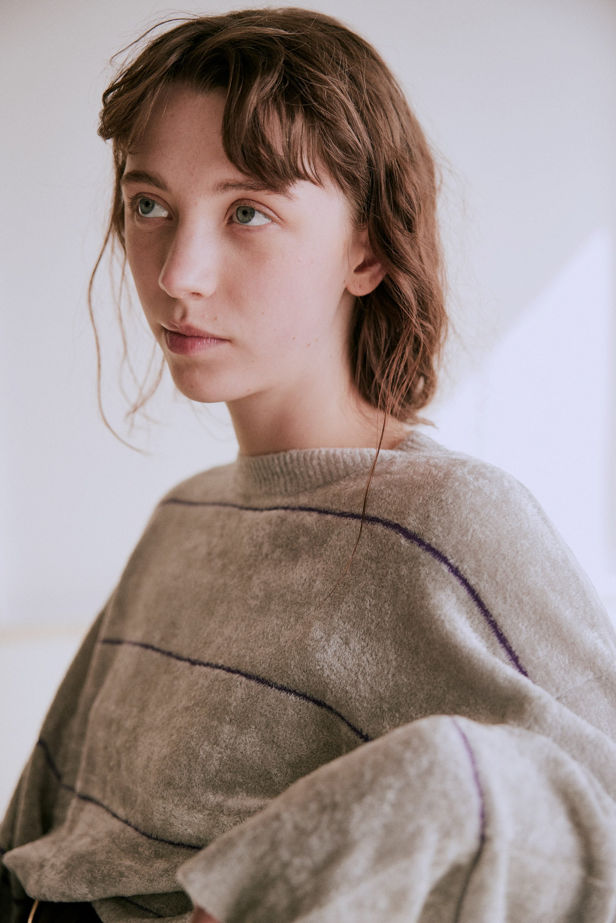 wide border knit | Color_Gray | No_wht25fkn4034_gy【WHYTO_ホワイト】【入荷予定アイテム・入荷連絡可能】