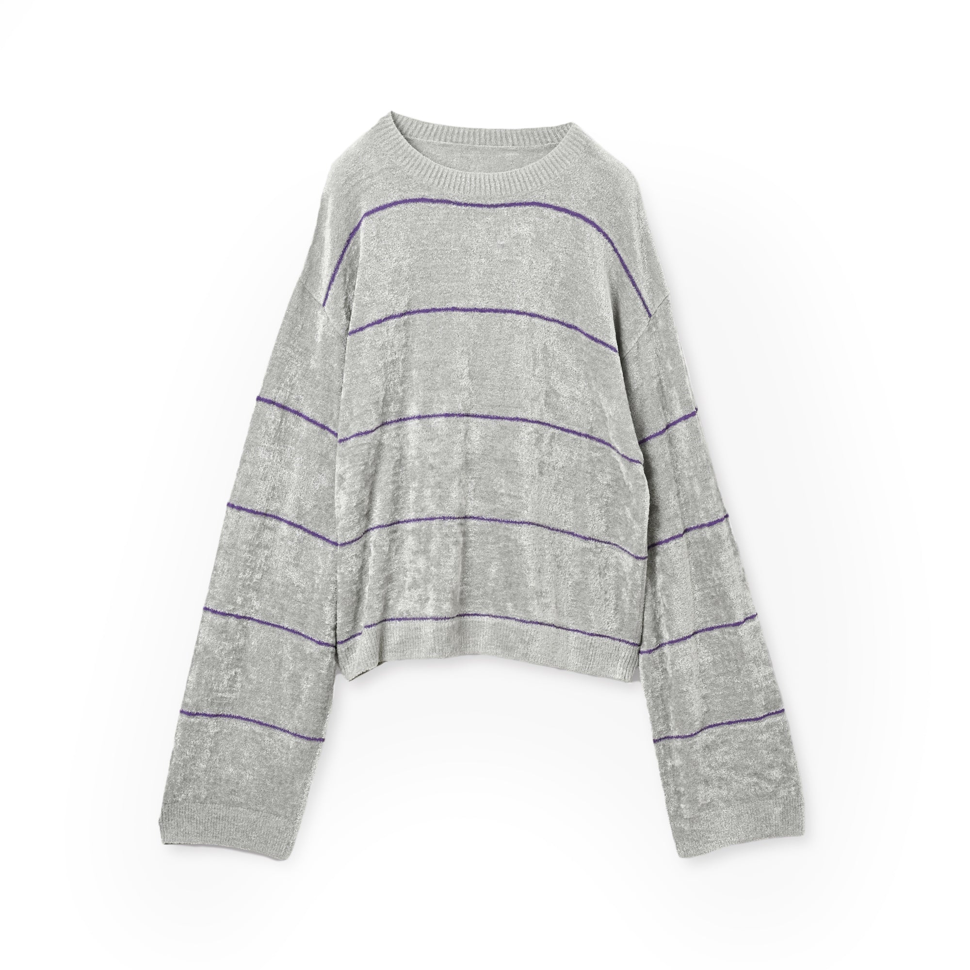 wide border knit | Color_Gray | No_wht25fkn4034_gy【WHYTO_ホワイト】【入荷予定アイテム・入荷連絡可能】