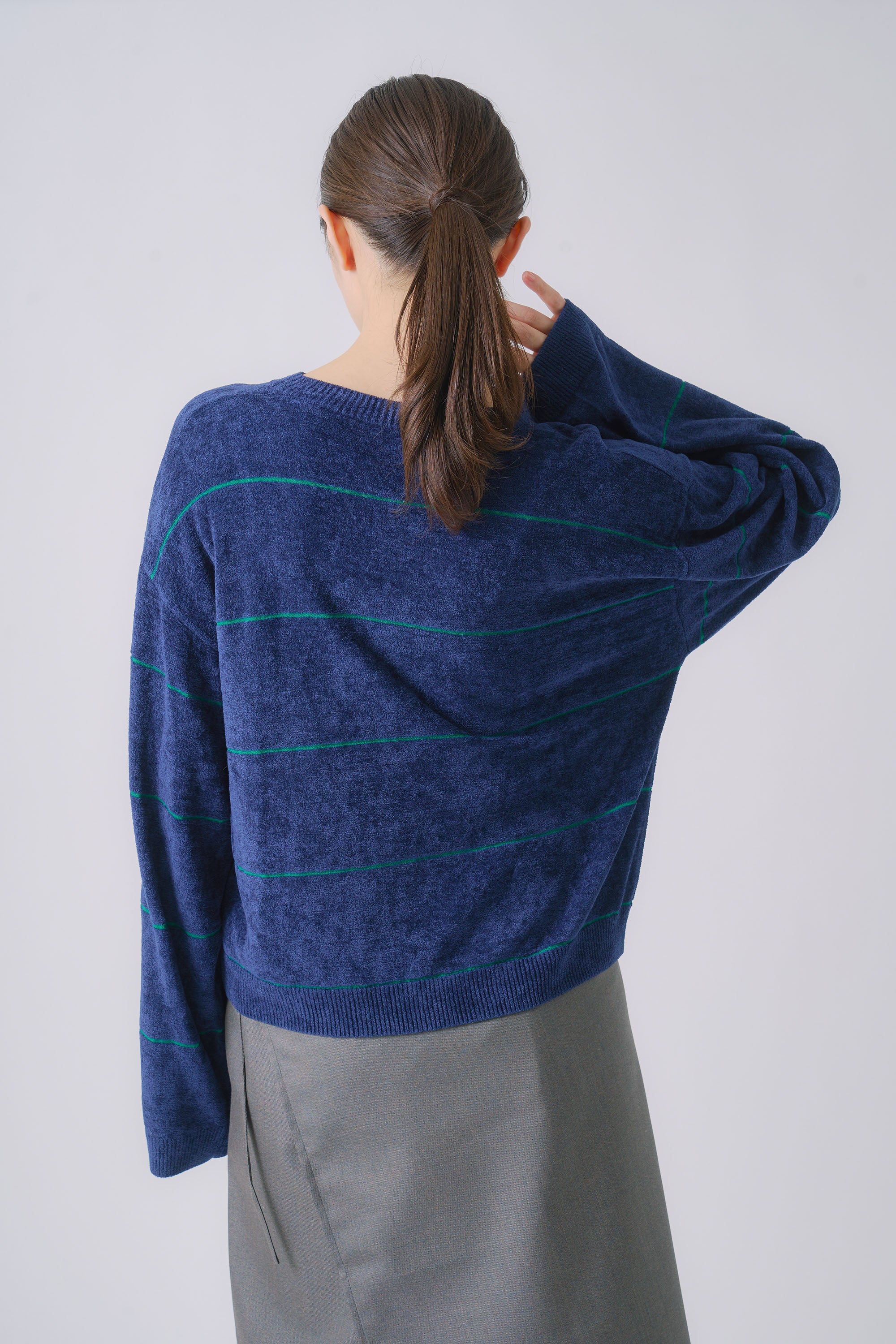 wide border knit | Color_Navy | No_wht25fkn4034_navy【WHYTO_ホワイト】【入荷予定アイテム・入荷連絡可能】