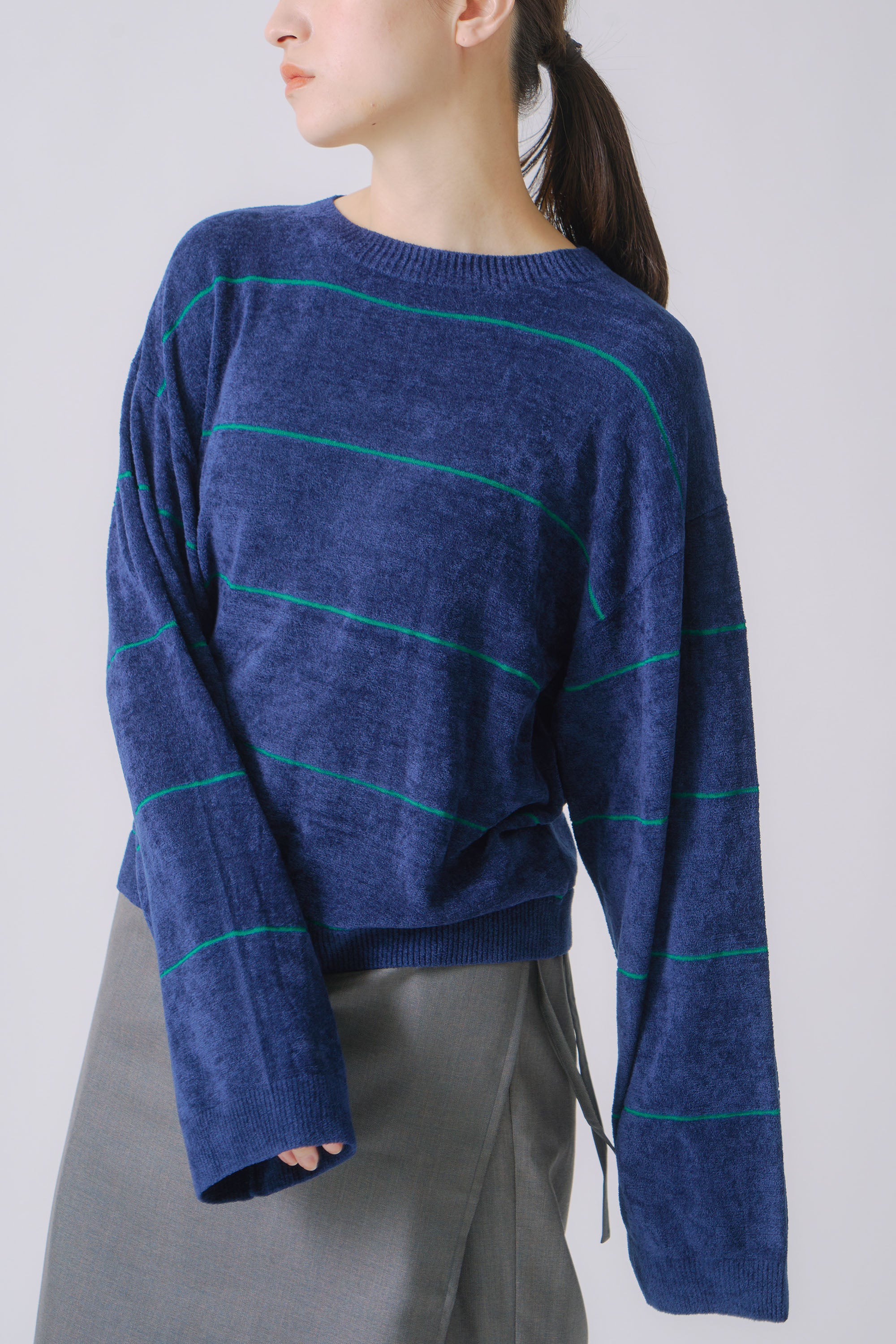 wide border knit | Color_Navy | No_wht25fkn4034_navy【WHYTO_ホワイト】【入荷予定アイテム・入荷連絡可能】