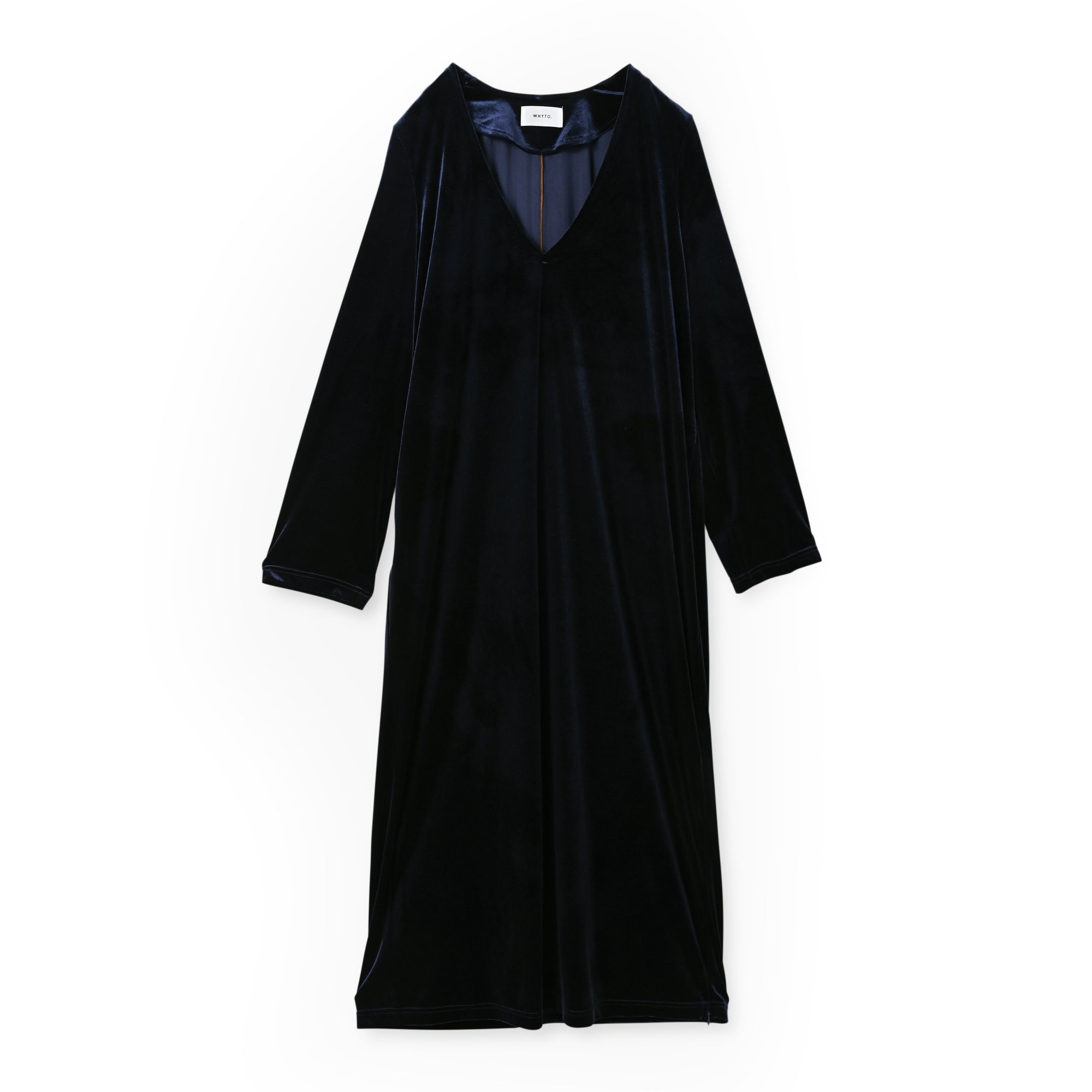 v slit velour dress | Color_Black | No_wht25fop4072_bk【WHYTO_ホワイト】【入荷予定アイテム・入荷連絡可能】