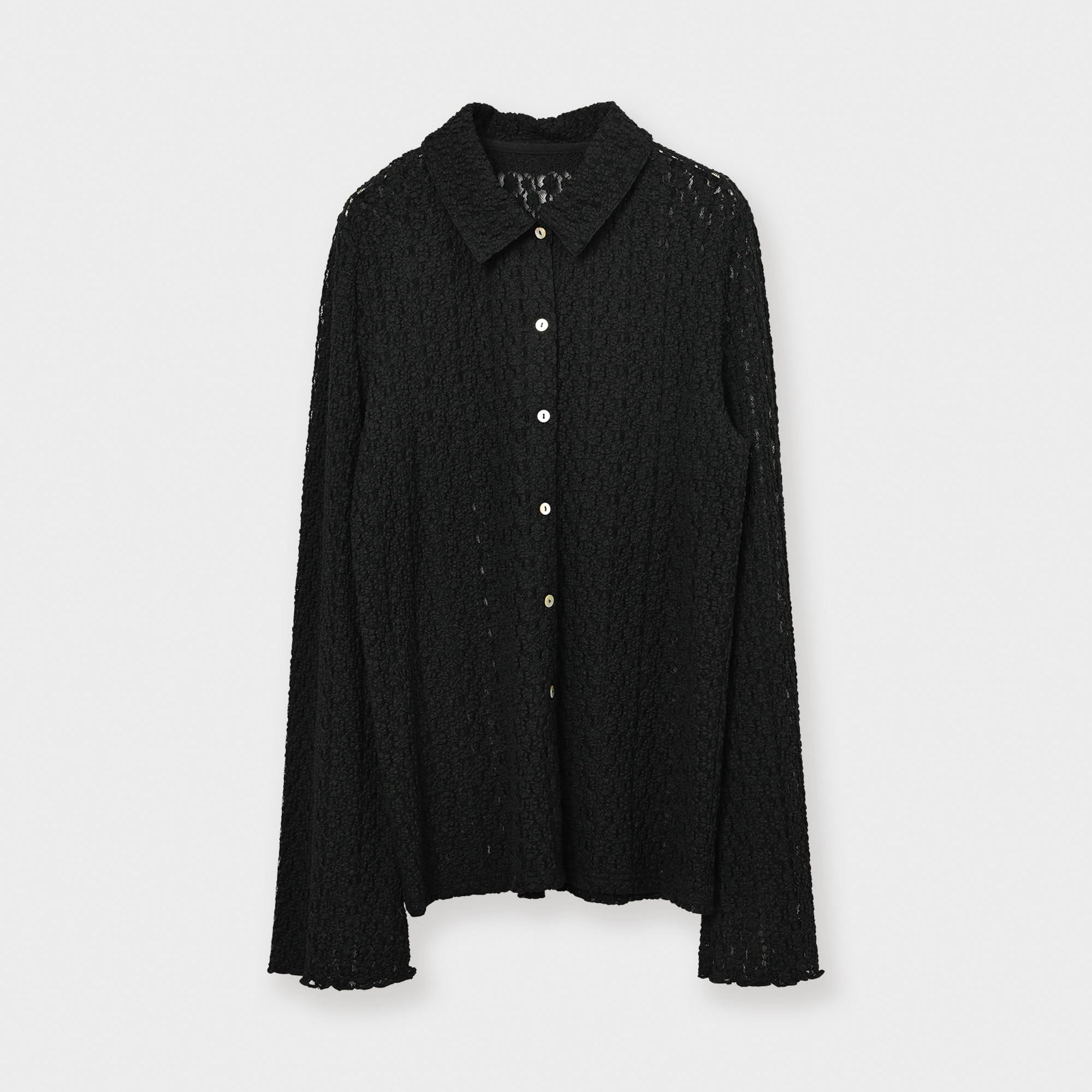lace button shirt – Black | WHYTO | 入荷予定アイテム