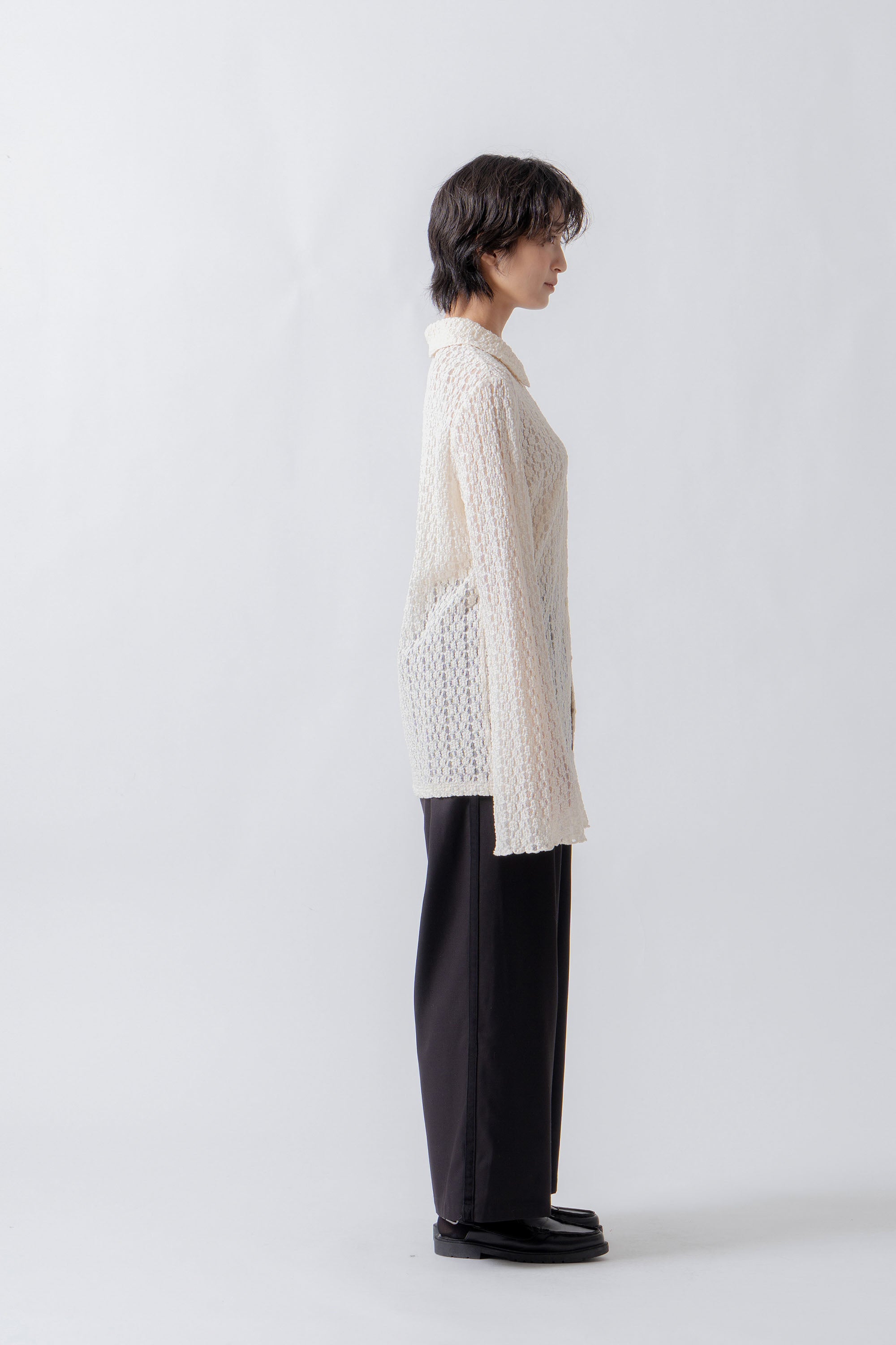 lace button shirt – Ecru | WHYTO | 入荷予定アイテム