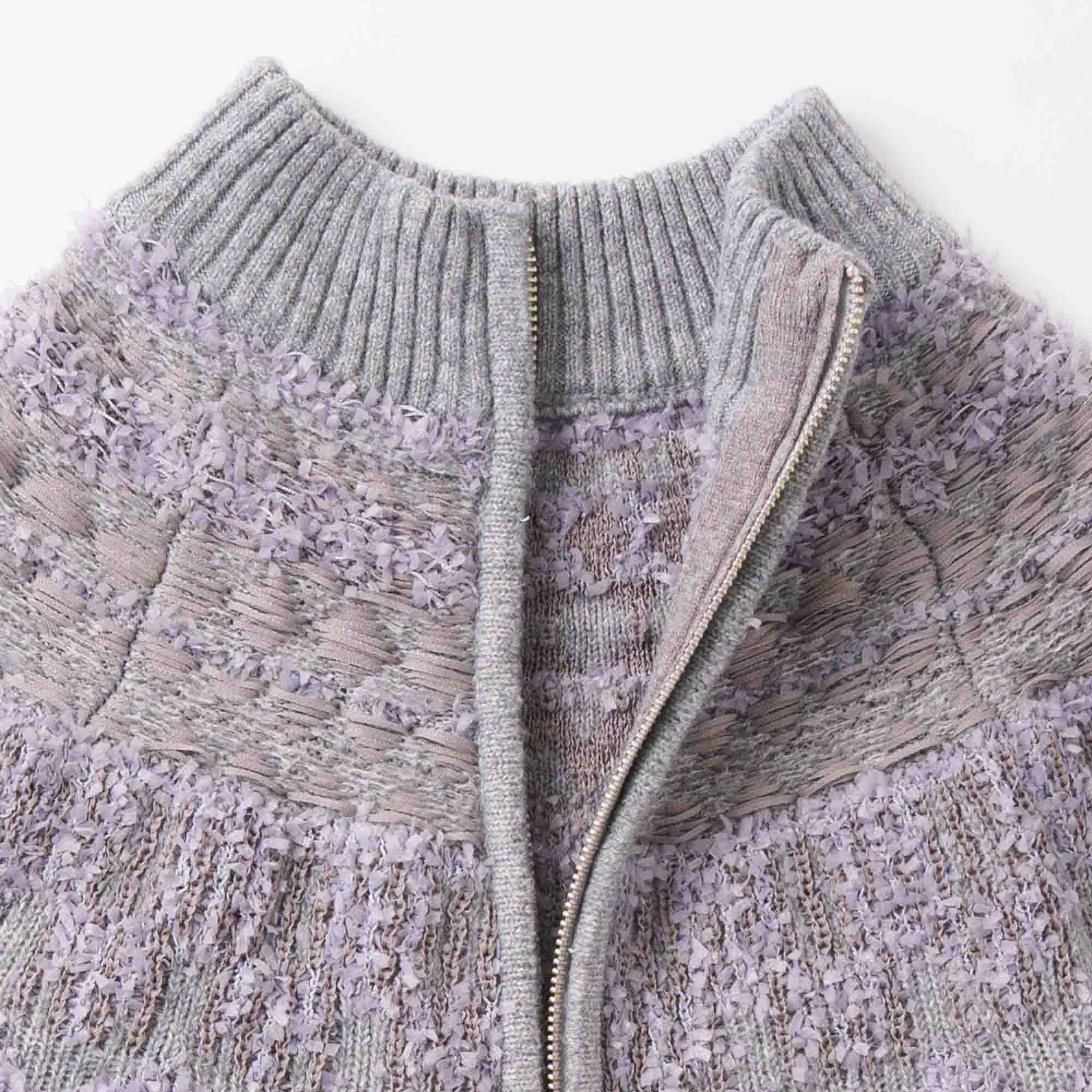nordic pattern knit zip cardigan – Gray | WHYTO | 入荷予定アイテム