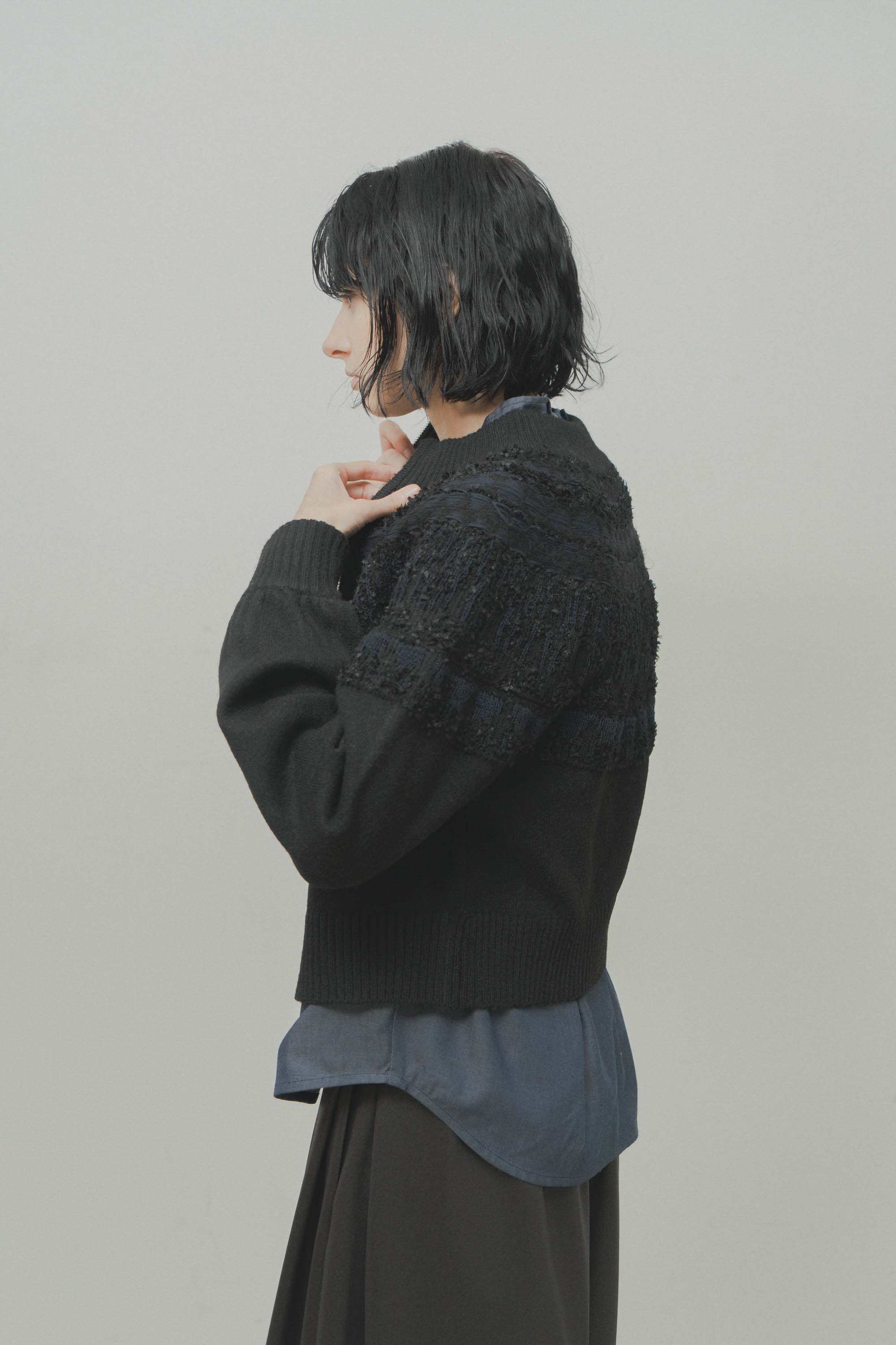 nordic pattern knit zip cardigan – Black | WHYTO | 入荷予定アイテム