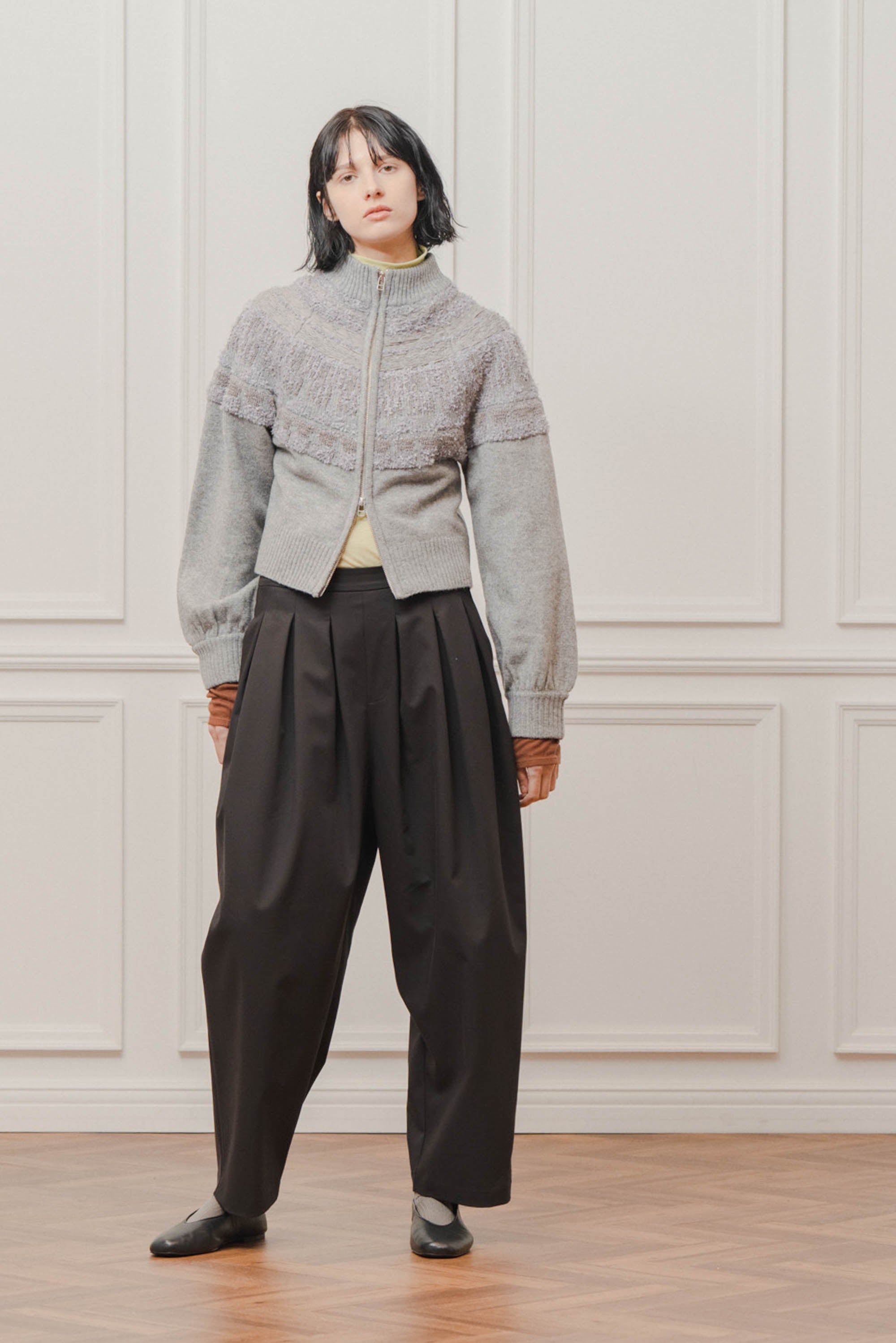 nordic pattern knit zip cardigan – Gray | WHYTO | 入荷予定アイテム
