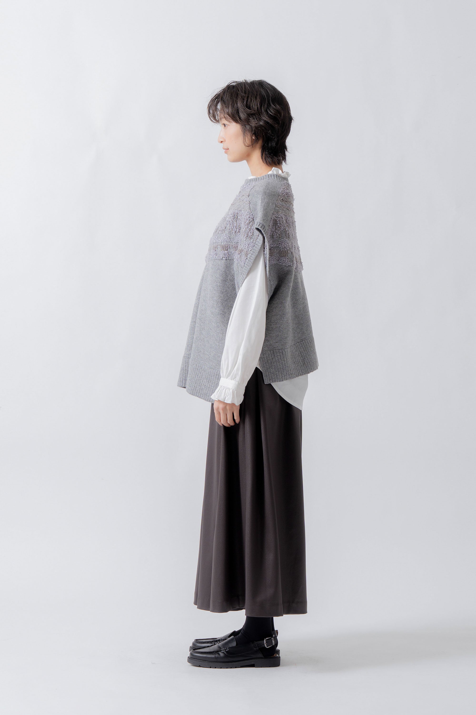 nordic pattern knit vest – Gray | WHYTO | 入荷予定アイテム