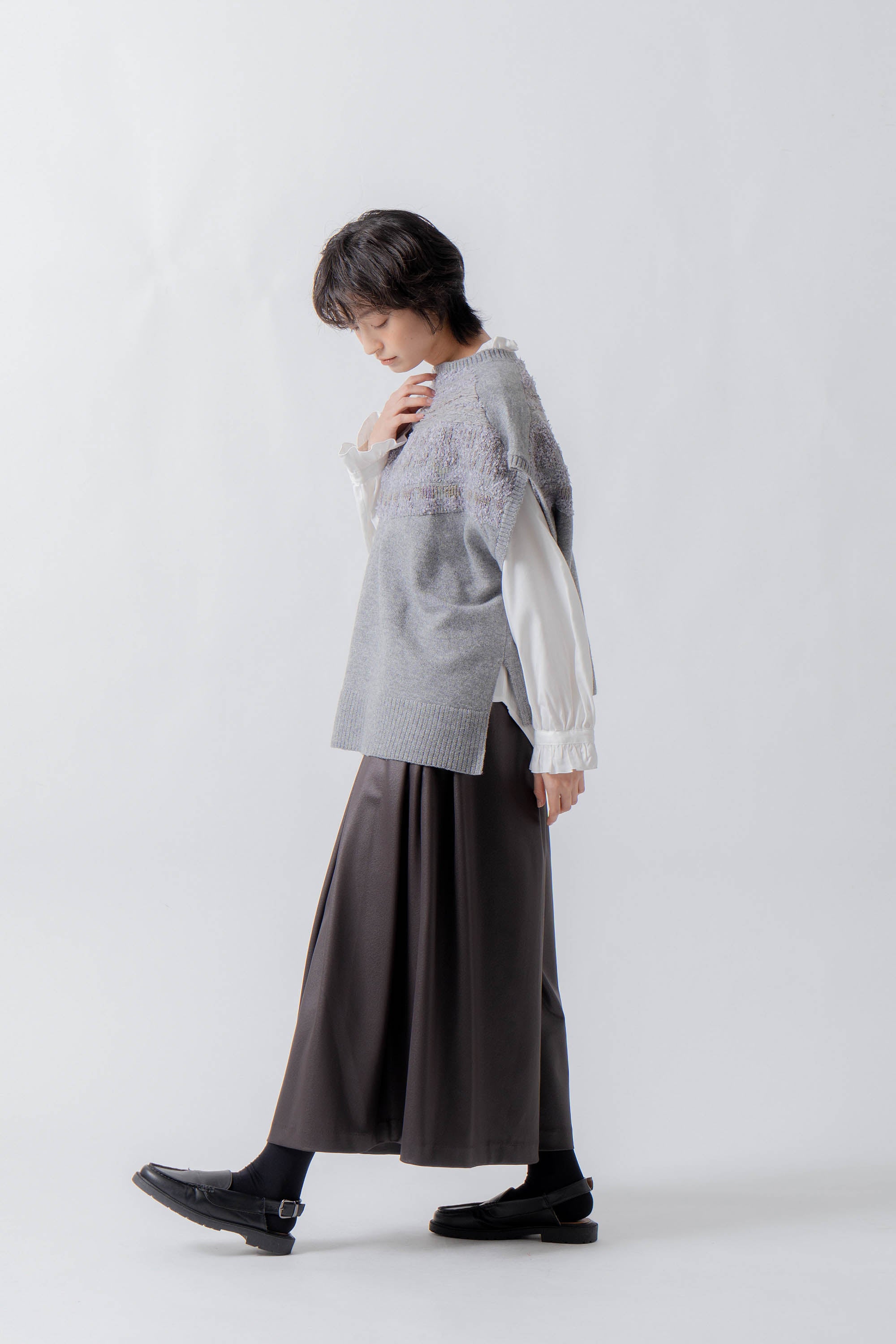 nordic pattern knit vest – Gray | WHYTO | 入荷予定アイテム
