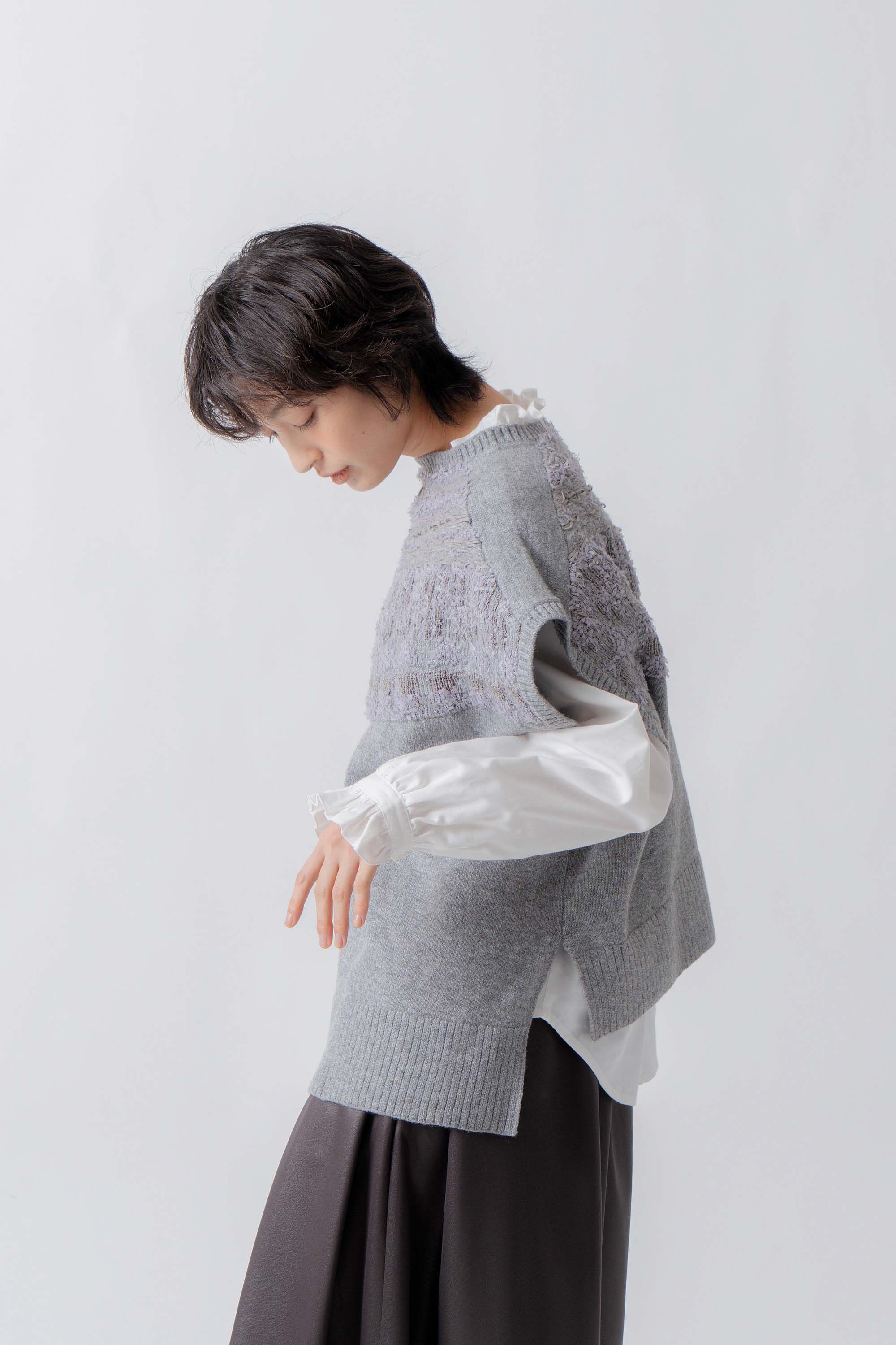 nordic pattern knit vest – Gray | WHYTO | 入荷予定アイテム
