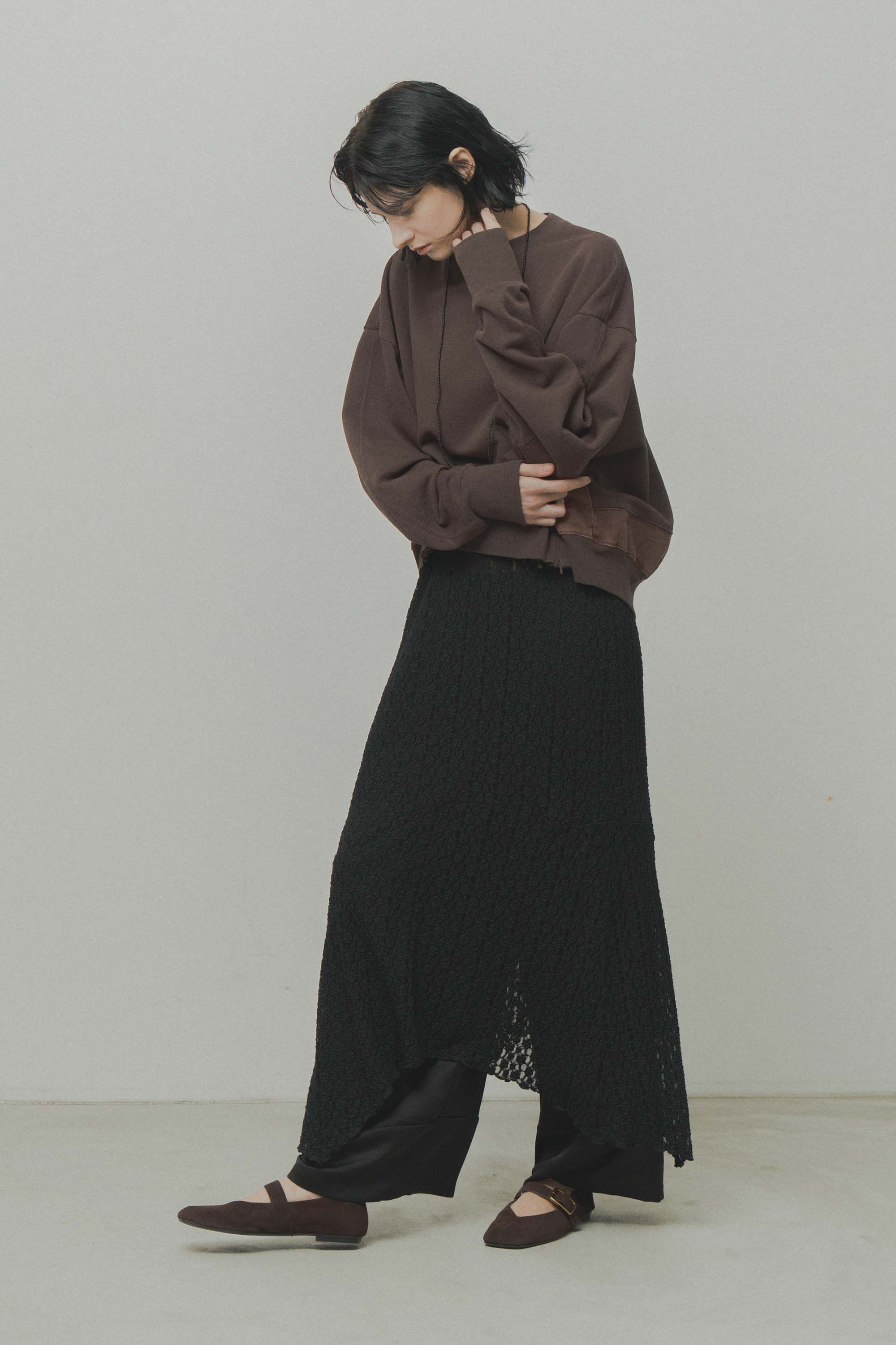 lace asymmetry skirt – Black | WHYTO | 入荷予定アイテム