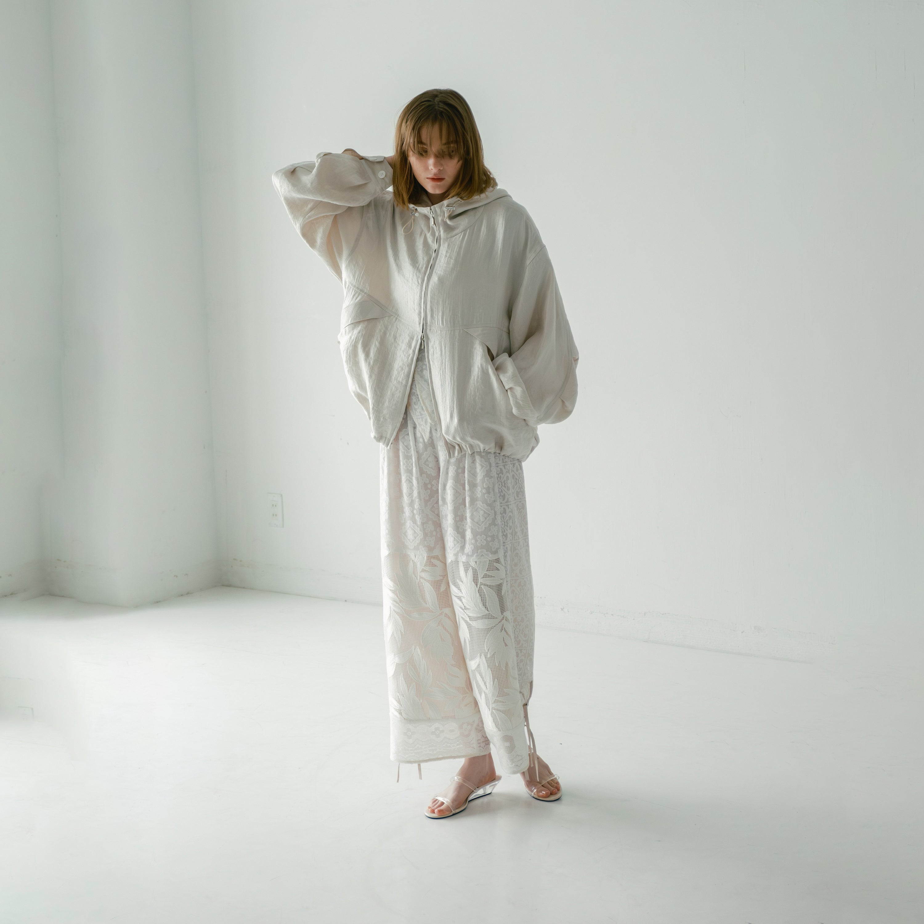 lace combination pants | Color_Off White | No_WHT26HPT4063_Off White【WHYTO_ホワイト】【入荷予定アイテム・入荷連絡可能】