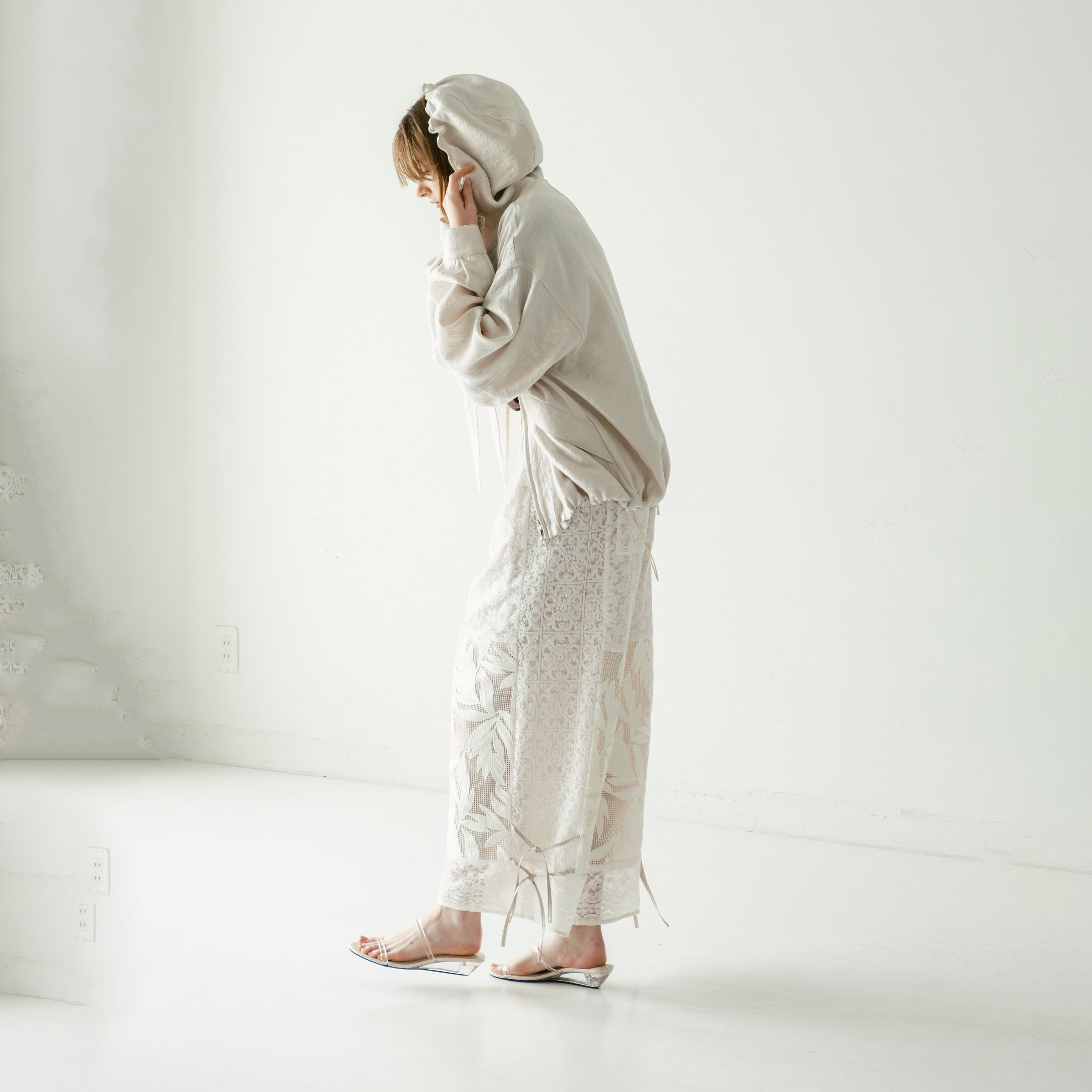 lace combination pants | Color_Off White | No_WHT26HPT4063_Off White【WHYTO_ホワイト】【入荷予定アイテム・入荷連絡可能】