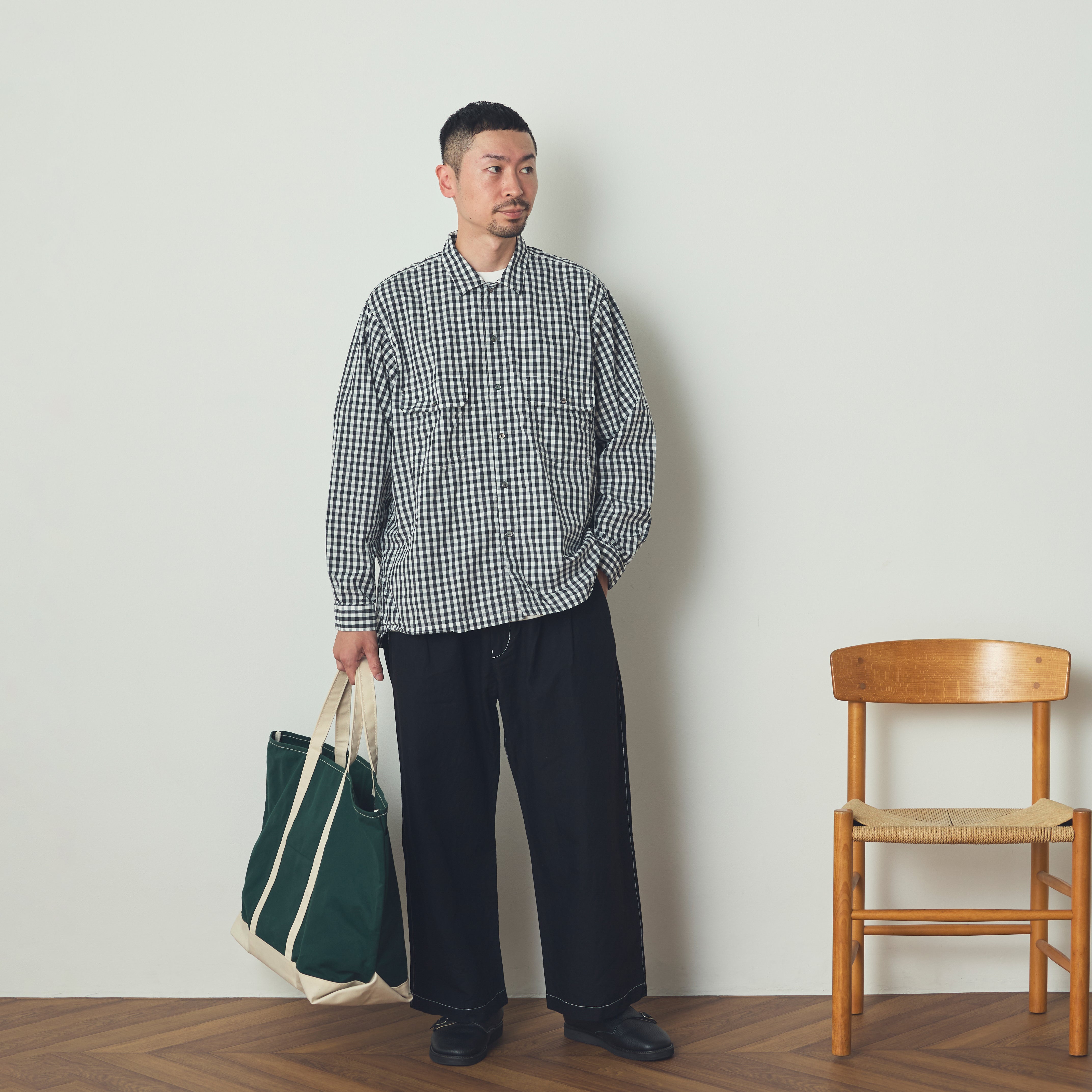 W POCKET SHIRT-GINGHAM | Color_Black | No_WP-03_Black【CATTA_カッタ】【入荷予定アイテム・入荷連絡可能】