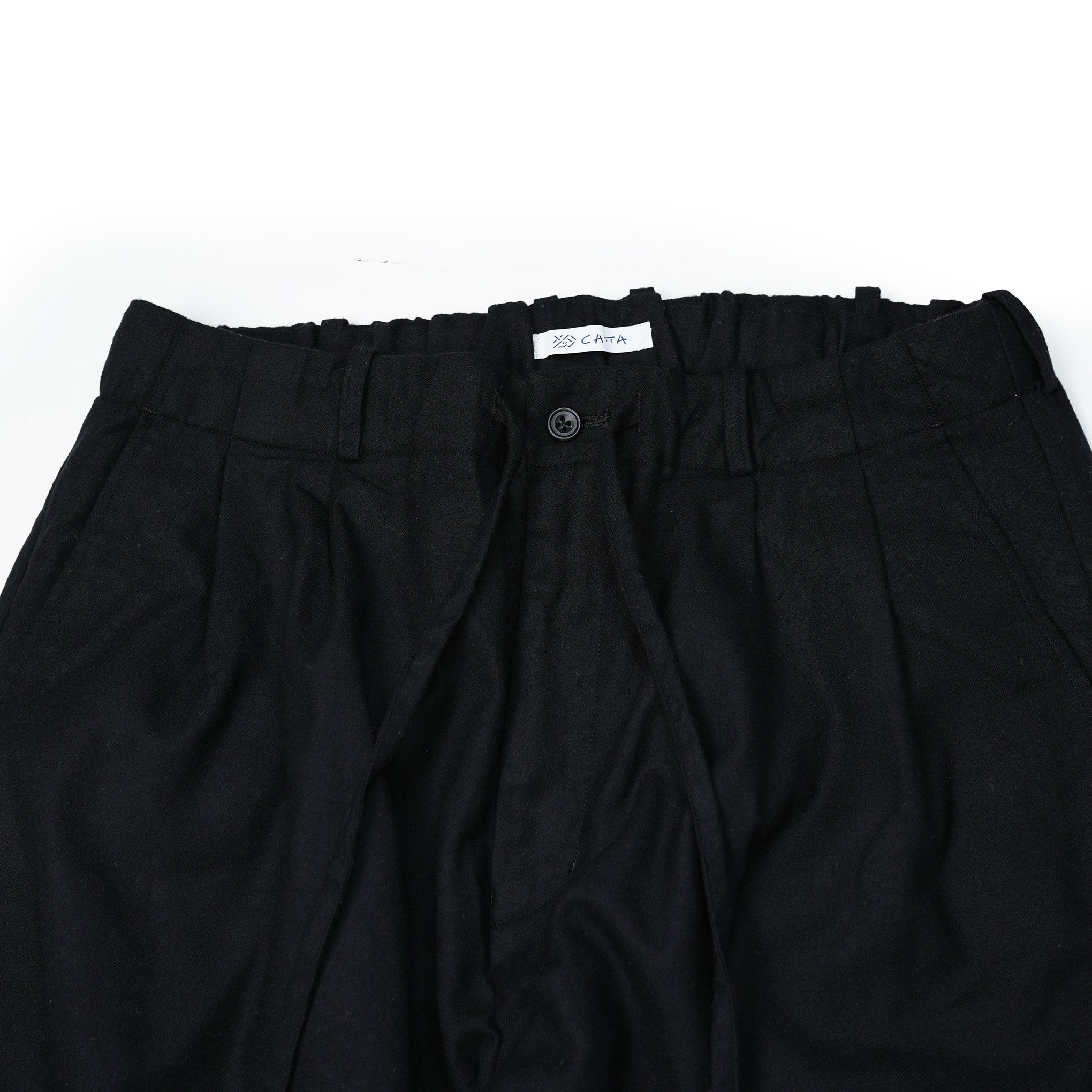 No:2023aw-BE-02 | Name:BAGS EASY WIDE PANTS-WOOL FLANNEL | Color:Black【CATTA_カッタ】