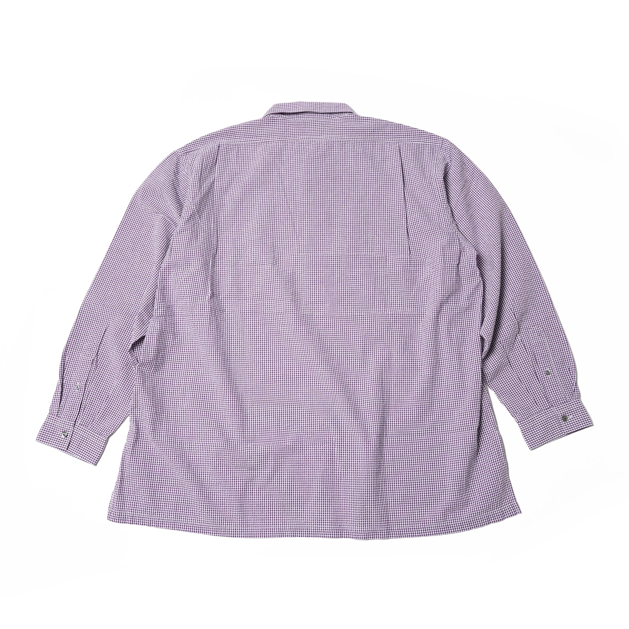 No:WP-02_A | Name:W POCKET SHIRT-SUCKER GINGHAM | Color:Purple【CATTA_カッタ】