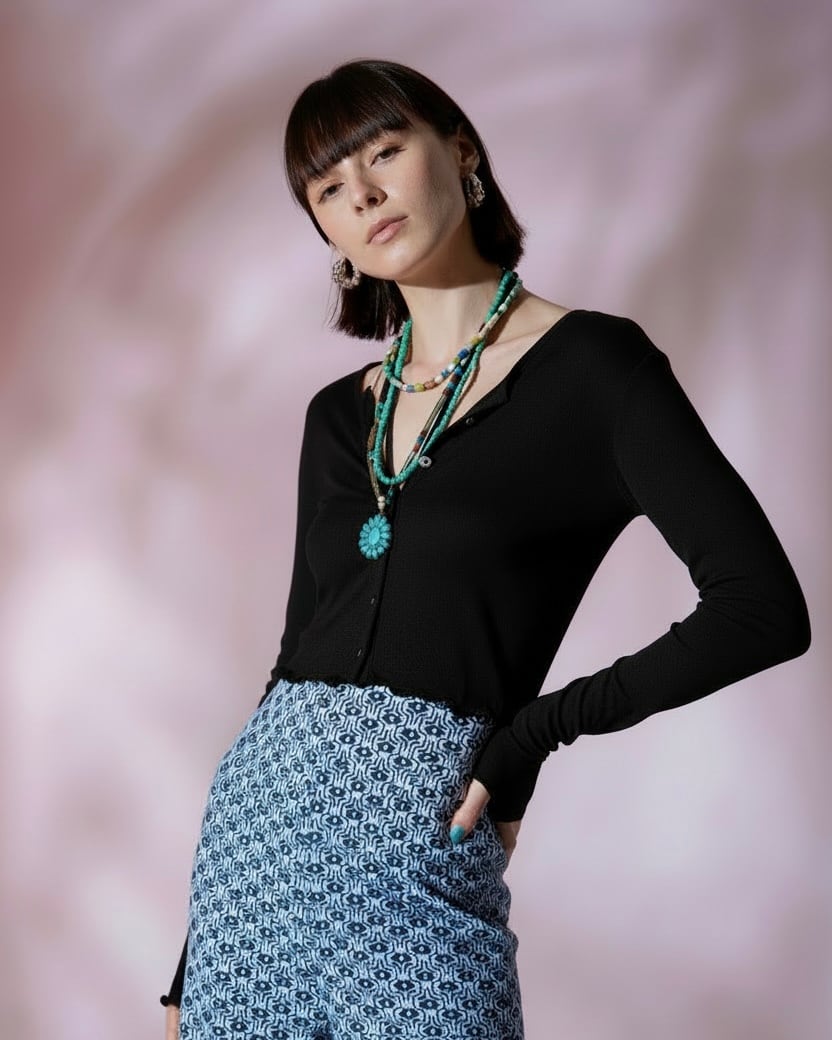 2WAYシアーコンチョカーディガン– Black | AMBERGLEAM