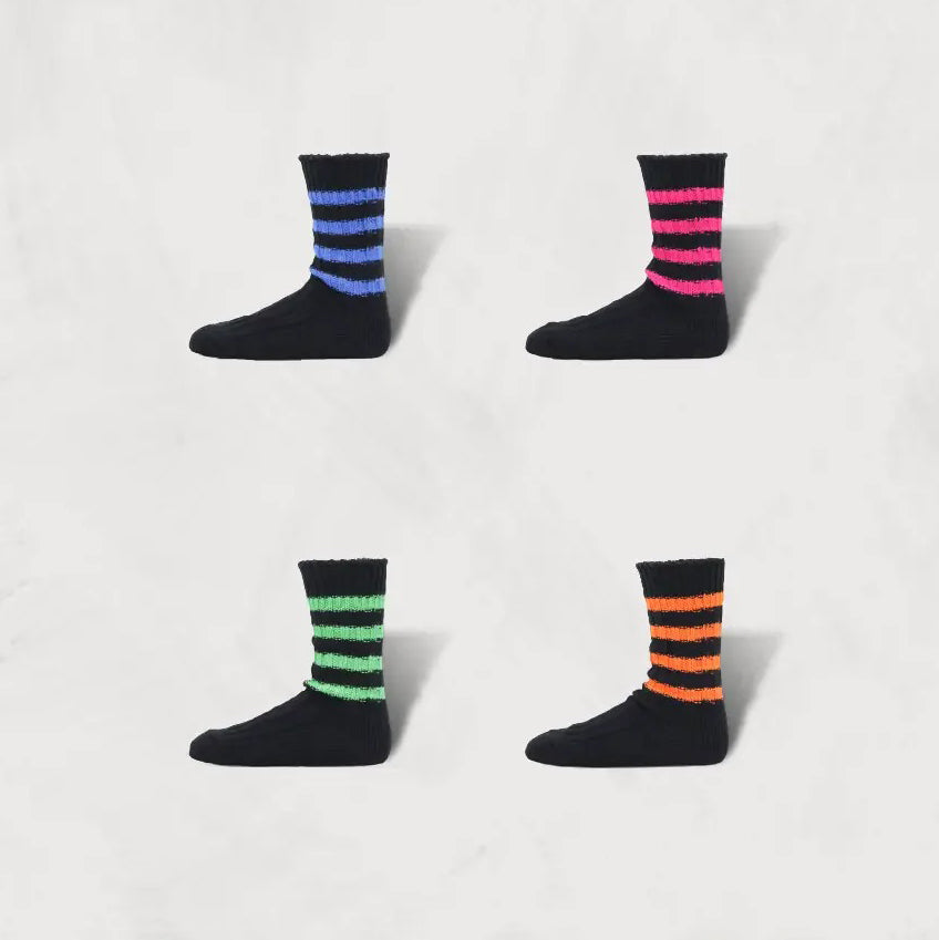 Heavyweight Socks | Stripes | 3rd Collection | Color:Black-Blue / Black-Pink / Black-Green / Black-Orange | de-29-3【DECKA QUALITY SOCKS_デカクオリティソックス】【SHOWATABÉ】【ネコポス選択可能】