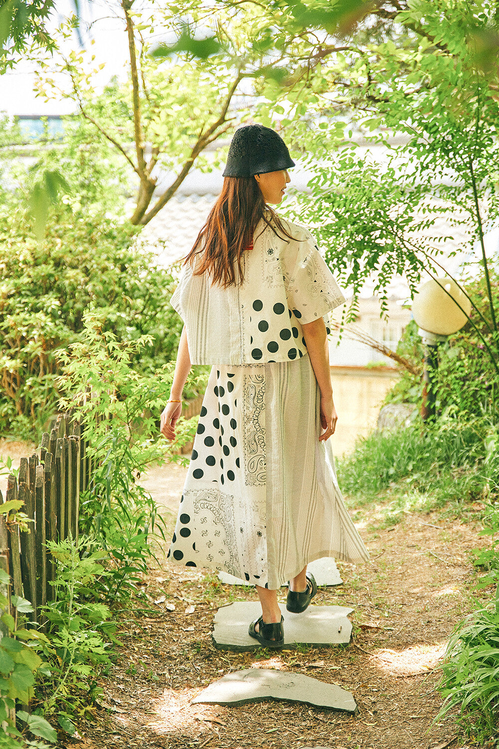 PATCHWORK BUCKLE SKIRT-WH – White | GORT