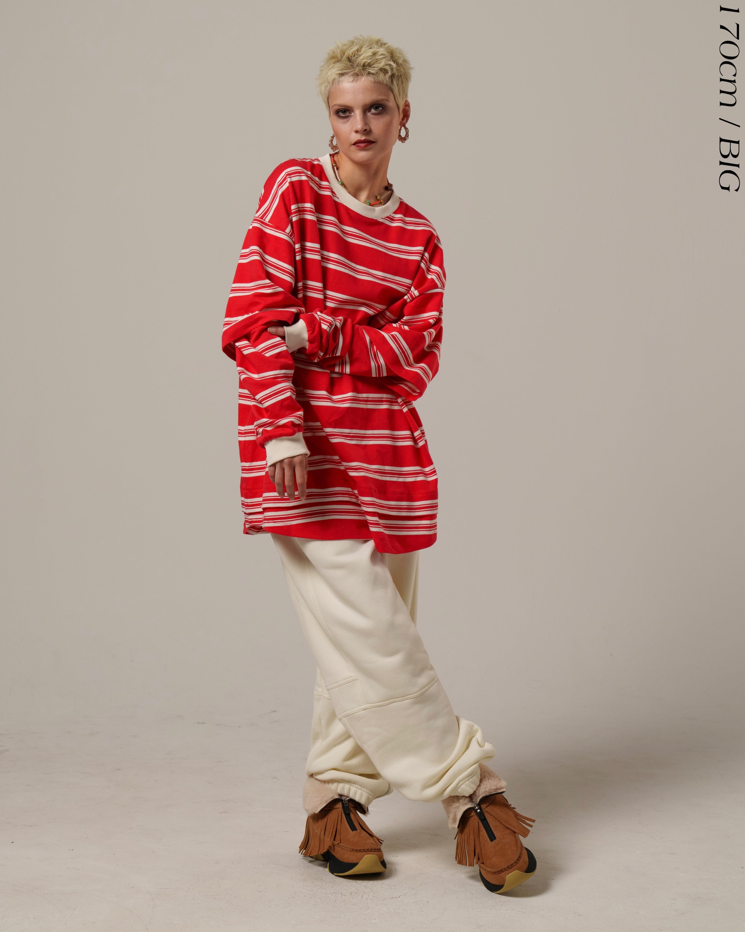 Border Layered Long Sleeve T-shirt | Color:ホワイトムスク/ネイビー/ハートフルレッド【AMBERGLEAM_アンバーグリーム】1328151111