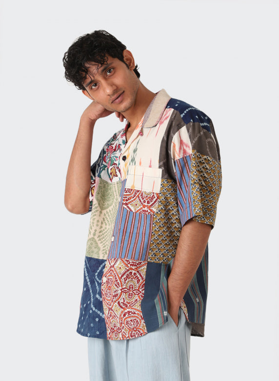 RONEN_patch | OVER SIZED CAMP COLLARSS SHIRT | Color:Patchwork 05【KARDO_カルド】