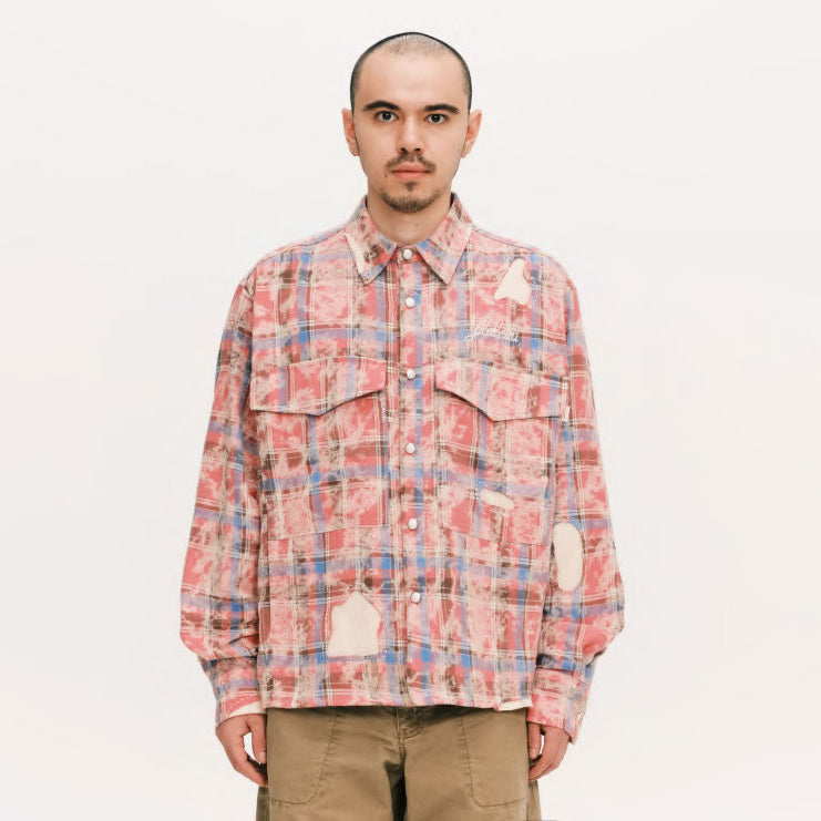 Hand patch check shirt – Red Check | PLATEAU STUDIO
