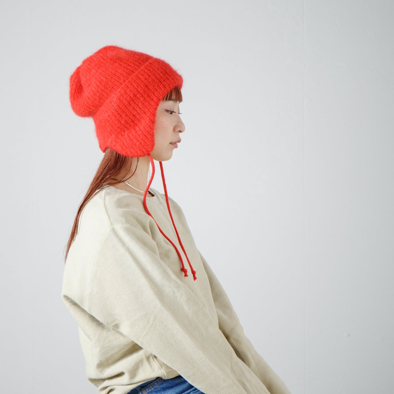 No:RL-24-009W_RED | Name:Mohair Ear Cap | Color:Red【RACAL_ラカル】【入荷予定アイテム・入荷連絡可能】