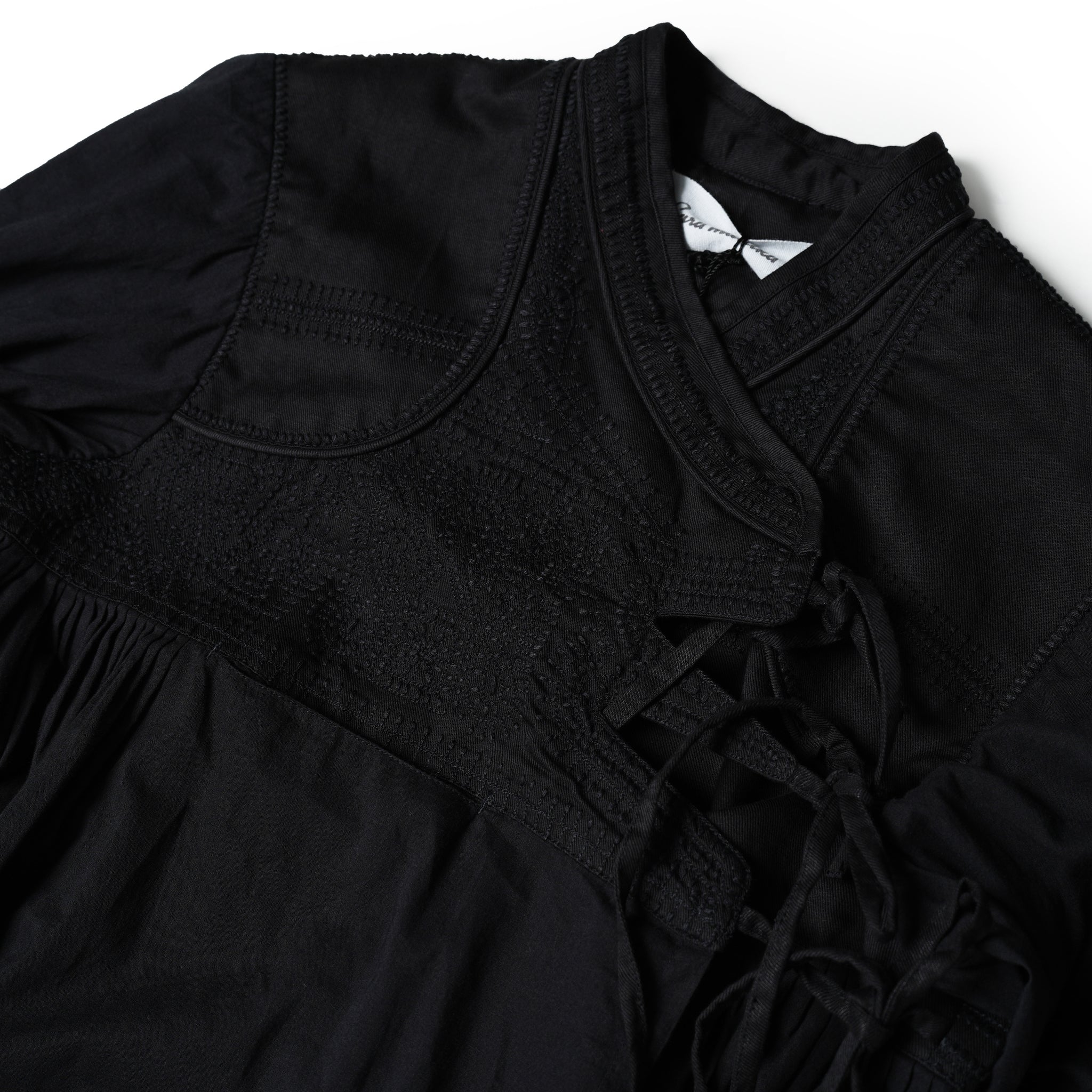 No:020432SL2b | Name:C.LINEN RABARI GOWN | Color:Black【SARAMALLIKA_サラマリカ】