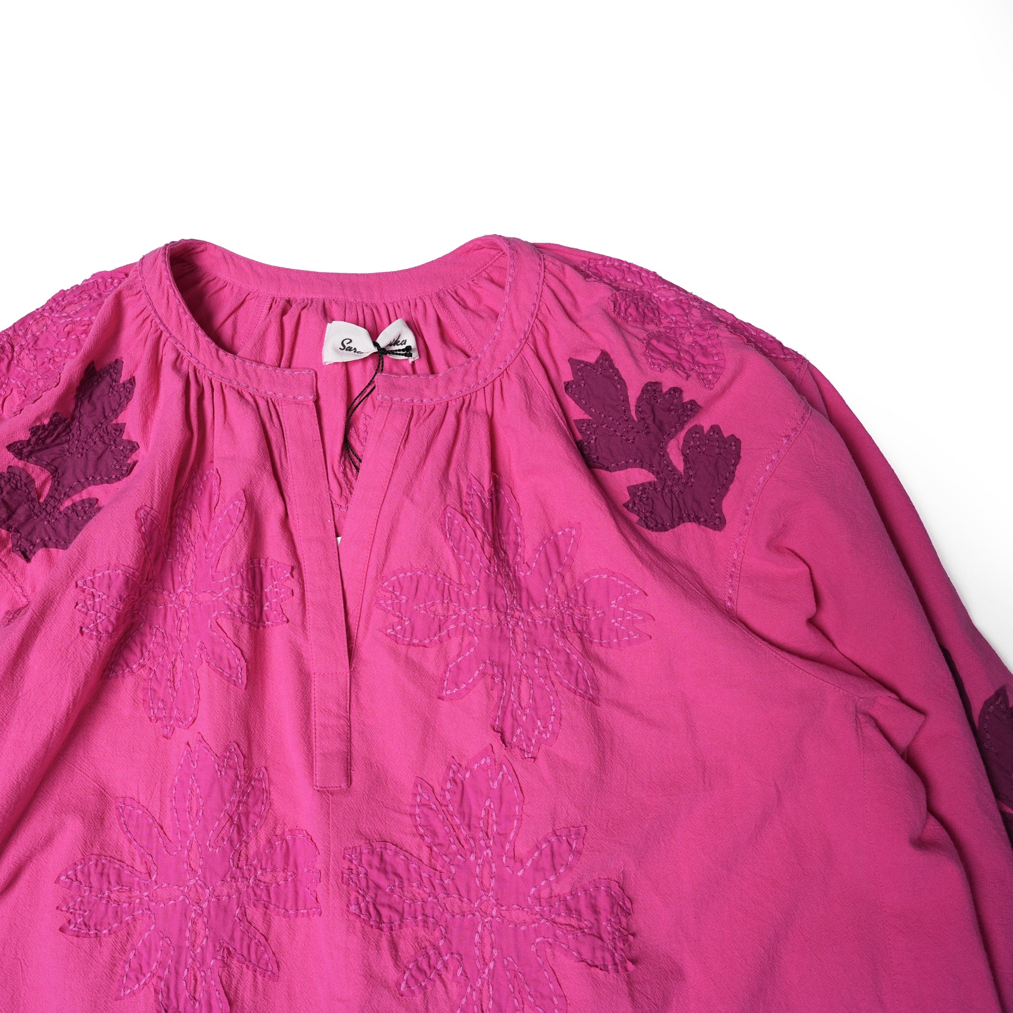 No:020432SA1a | Name:COTTON FLOWER PATCHWORK DRESS |  Color:Pink【SARAMALLIKA_サラマリカ】