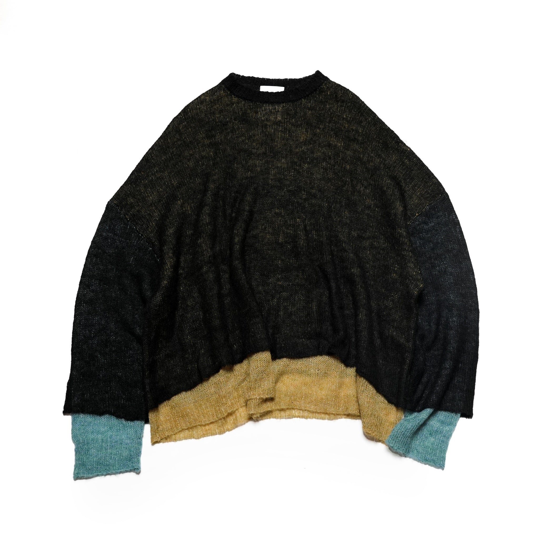 SF24AW-11_BLACK | Mohair Color Layer Knit Sweater | Color:Black【STOF_ストフ】