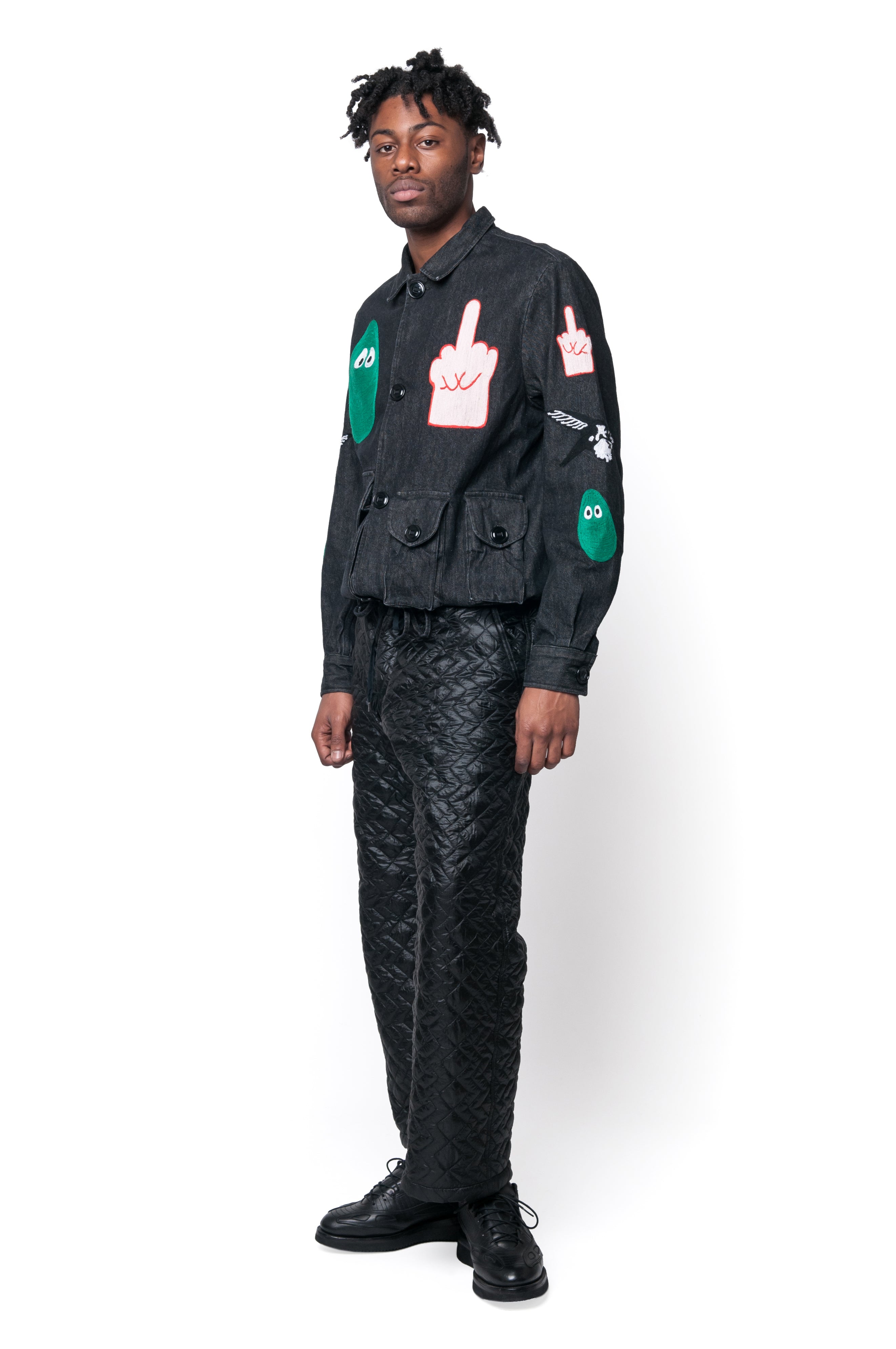 No:M28099 | Name:Military Service Jacket Type-A w/ Chain Embroidery (Made in India) | Color:Denim Black | Style: 【MONITALY】-MONITALY-ADDICTION FUKUOKA