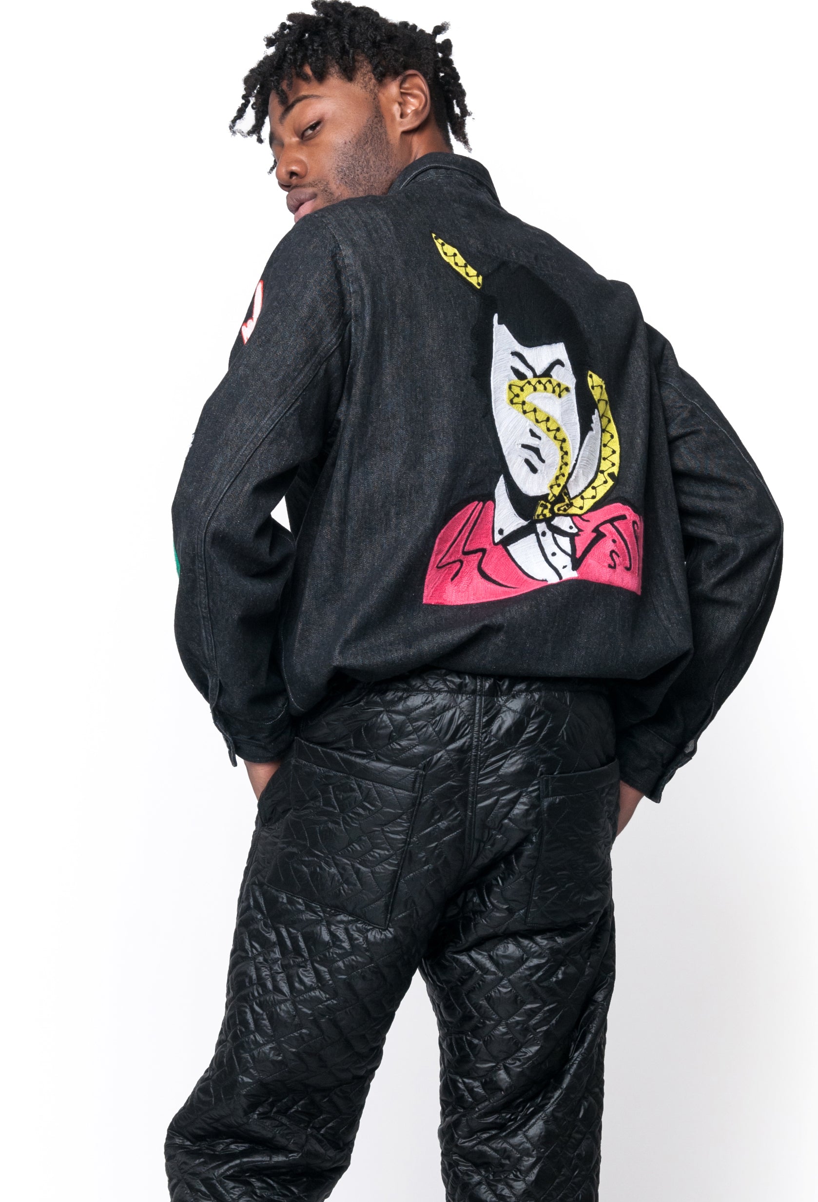 No:M28099 | Name:Military Service Jacket Type-A w/ Chain Embroidery (Made in India) | Color:Denim Black | Style: 【MONITALY】-MONITALY-ADDICTION FUKUOKA