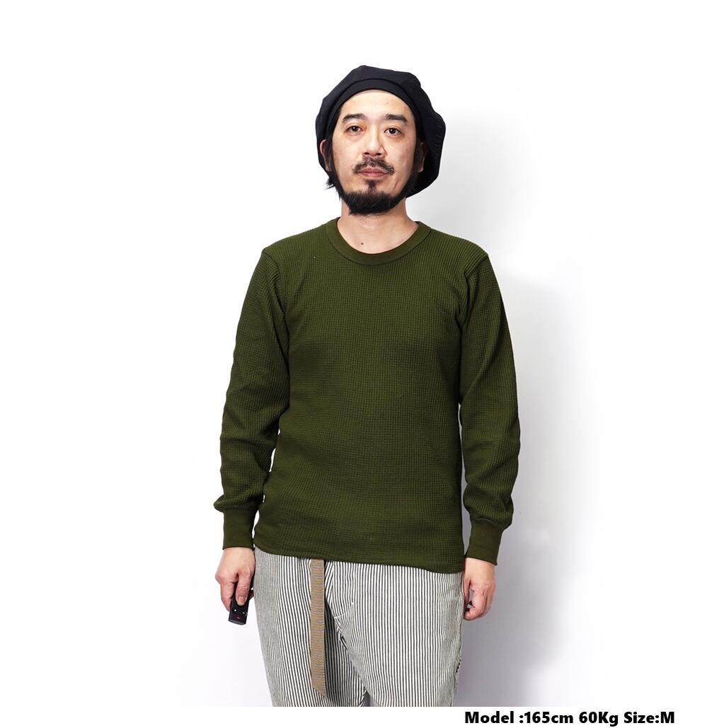 カナディアンARMYワッフルサーマルロングスリーブ Size:S.M. Color:KHAKI 【SPORTSMAN】