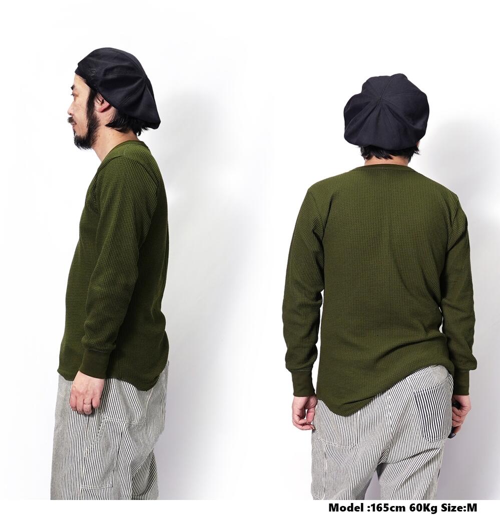 カナディアンARMYワッフルサーマルロングスリーブ Size:S.M. Color:KHAKI 【SPORTSMAN】