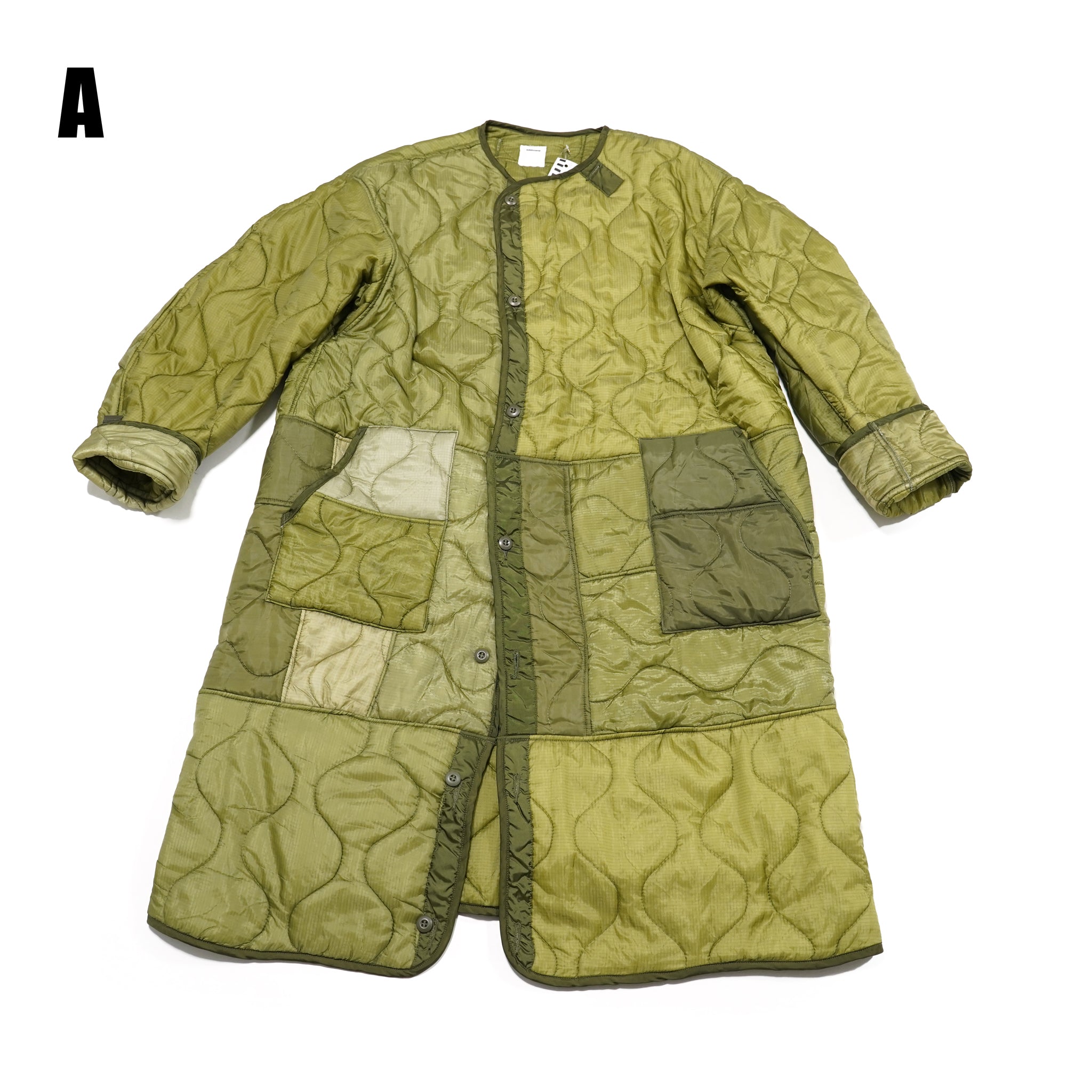 oddlong | Quilting Long Coat – Olive | Size:Free | ODDMENT