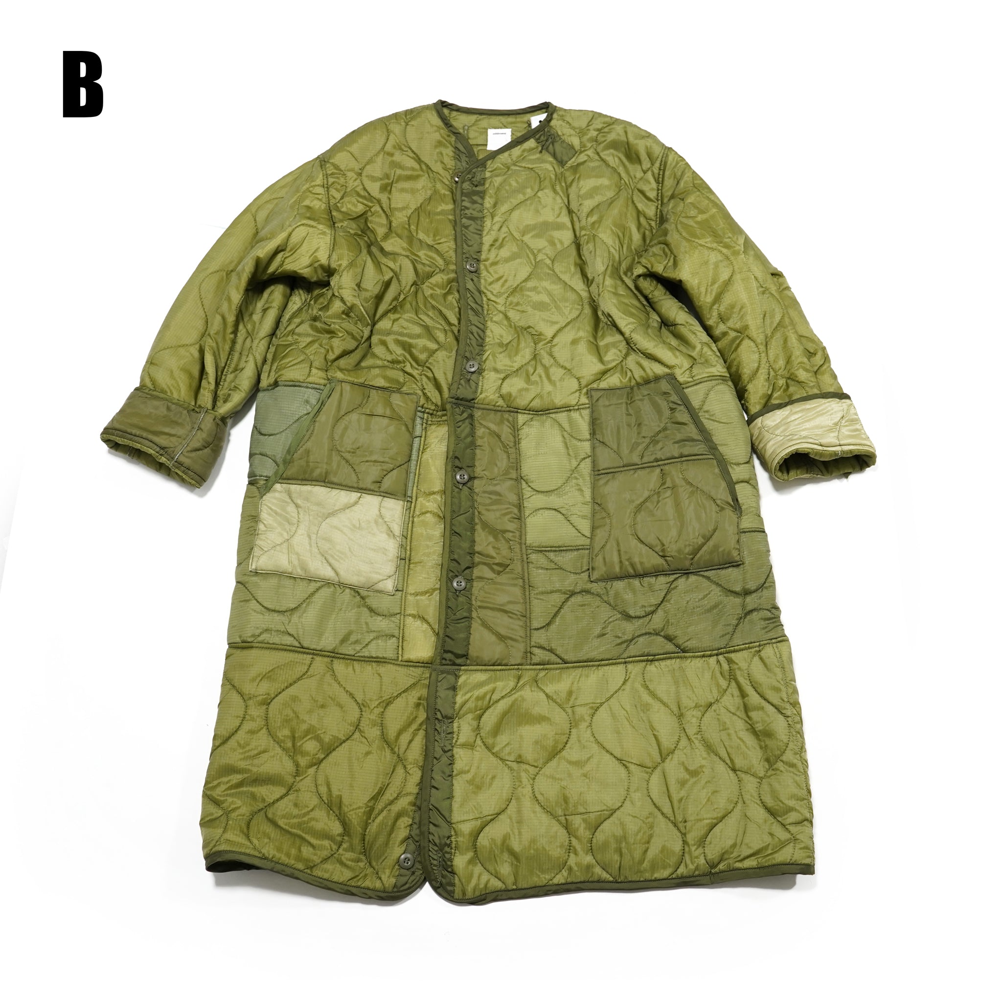 oddlong | Quilting Long Coat – Olive | Size:Free | ODDMENT