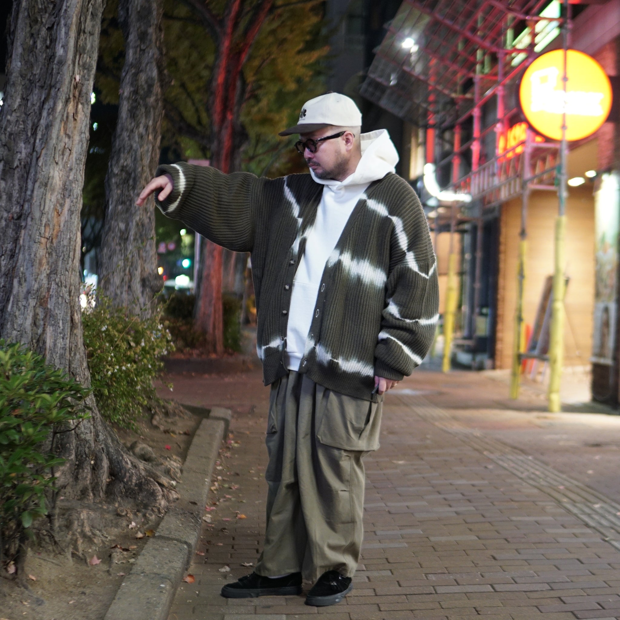 Name: Beanie Knit Cardigan | Color: Khaki/Blue 【CITYLIGHTS PRODUCTS_シティライツプロダクツ】