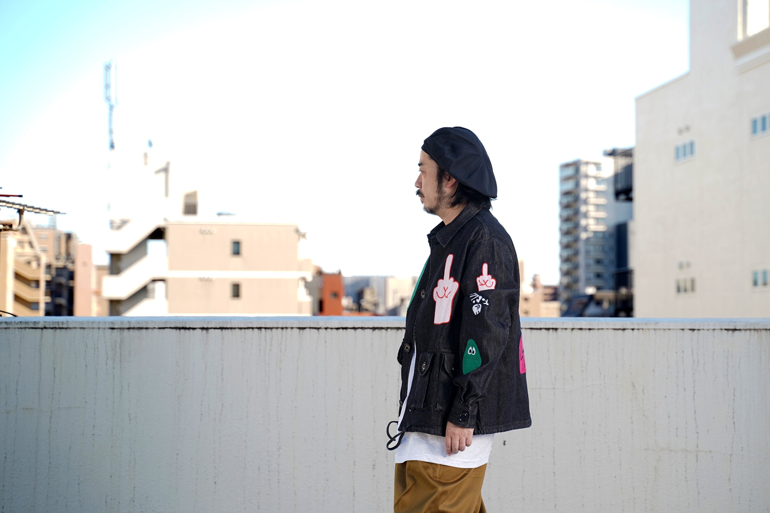 No:M28099 | Name:Military Service Jacket Type-A w/ Chain Embroidery (Made in India) | Color:Denim Black | Style: 【MONITALY】-MONITALY-ADDICTION FUKUOKA