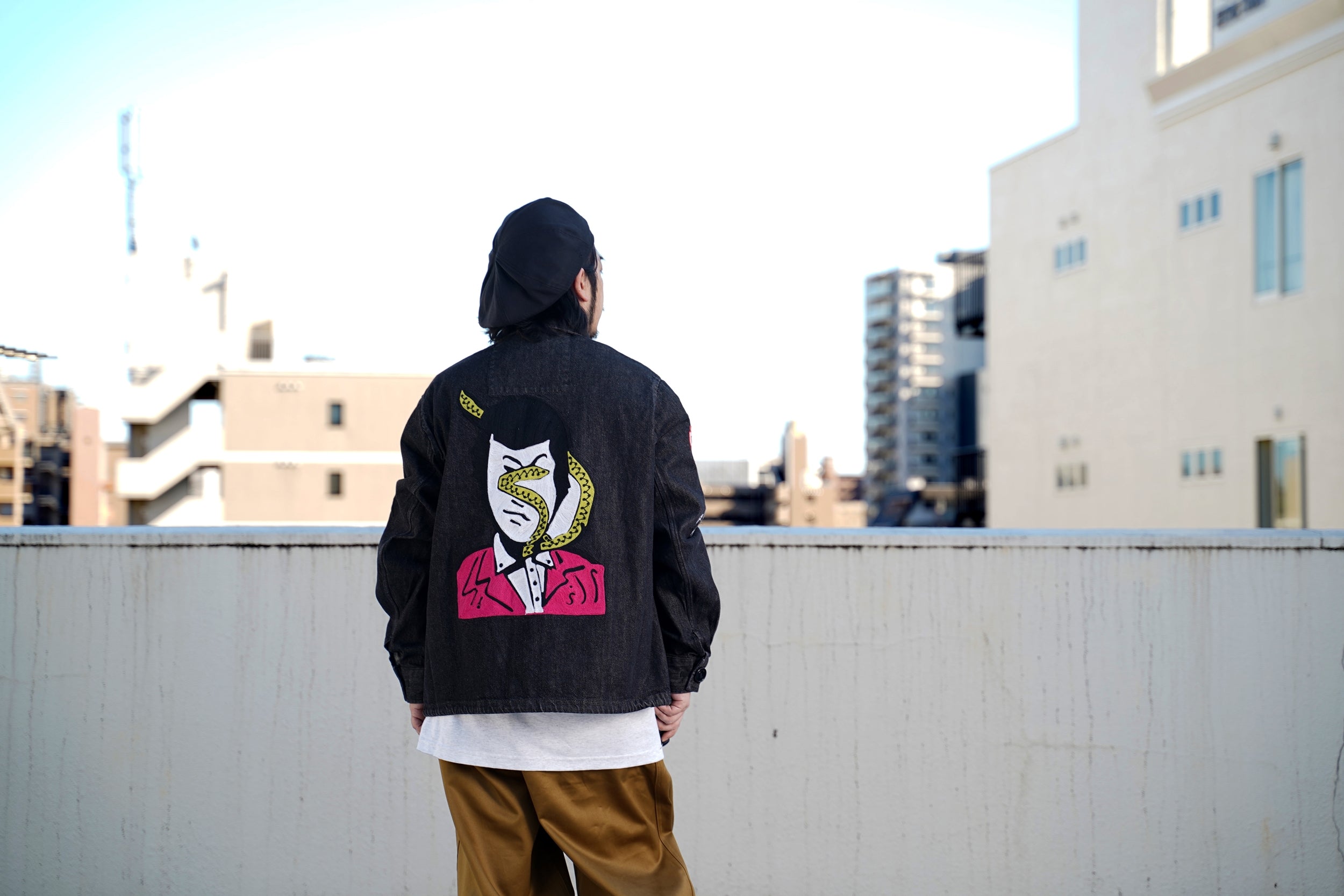 No:M28099 | Name:Military Service Jacket Type-A w/ Chain Embroidery (Made in India) | Color:Denim Black | Style: 【MONITALY】-MONITALY-ADDICTION FUKUOKA