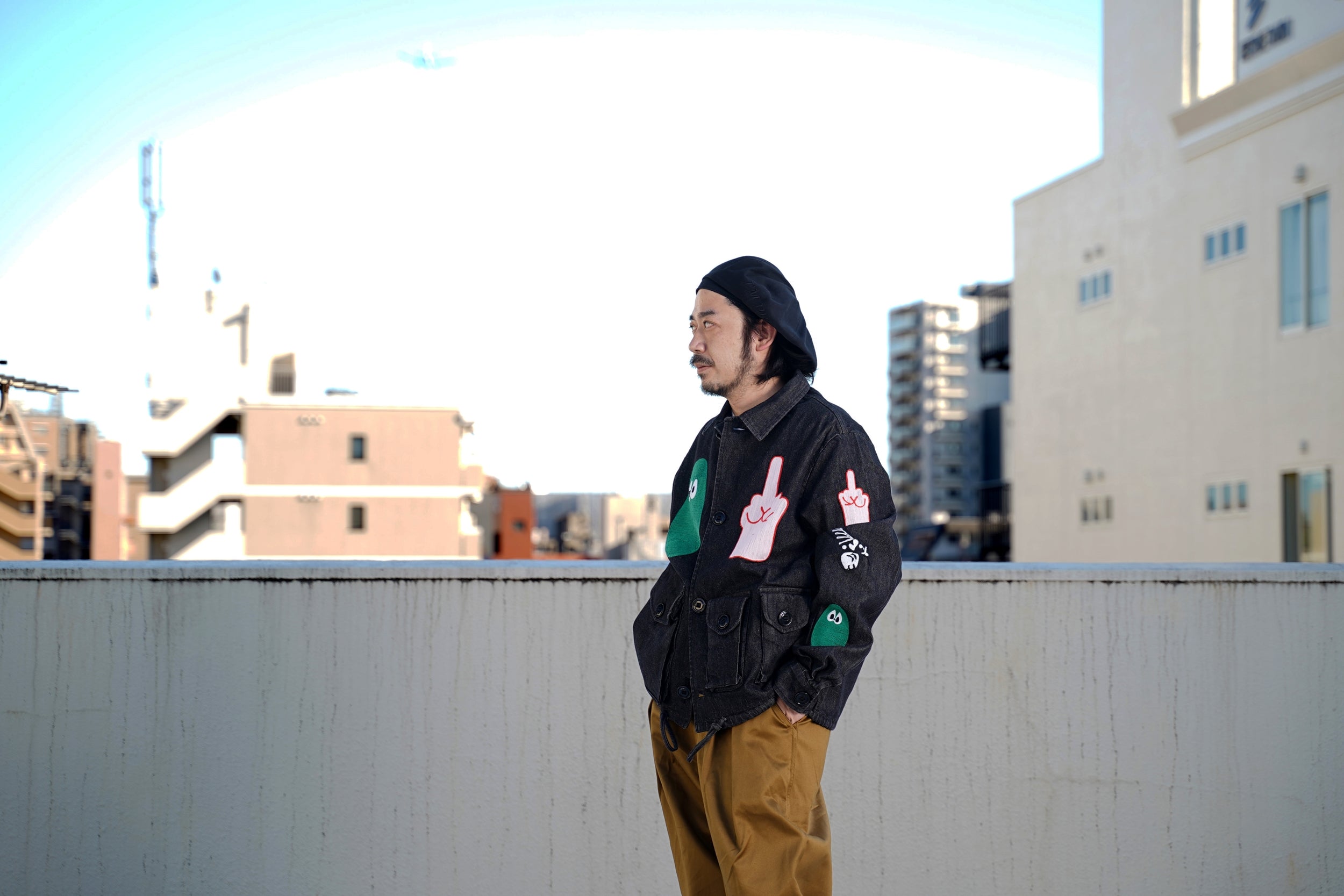 No:M28099 | Name:Military Service Jacket Type-A w/ Chain Embroidery (Made in India) | Color:Denim Black | Style: 【MONITALY】-MONITALY-ADDICTION FUKUOKA