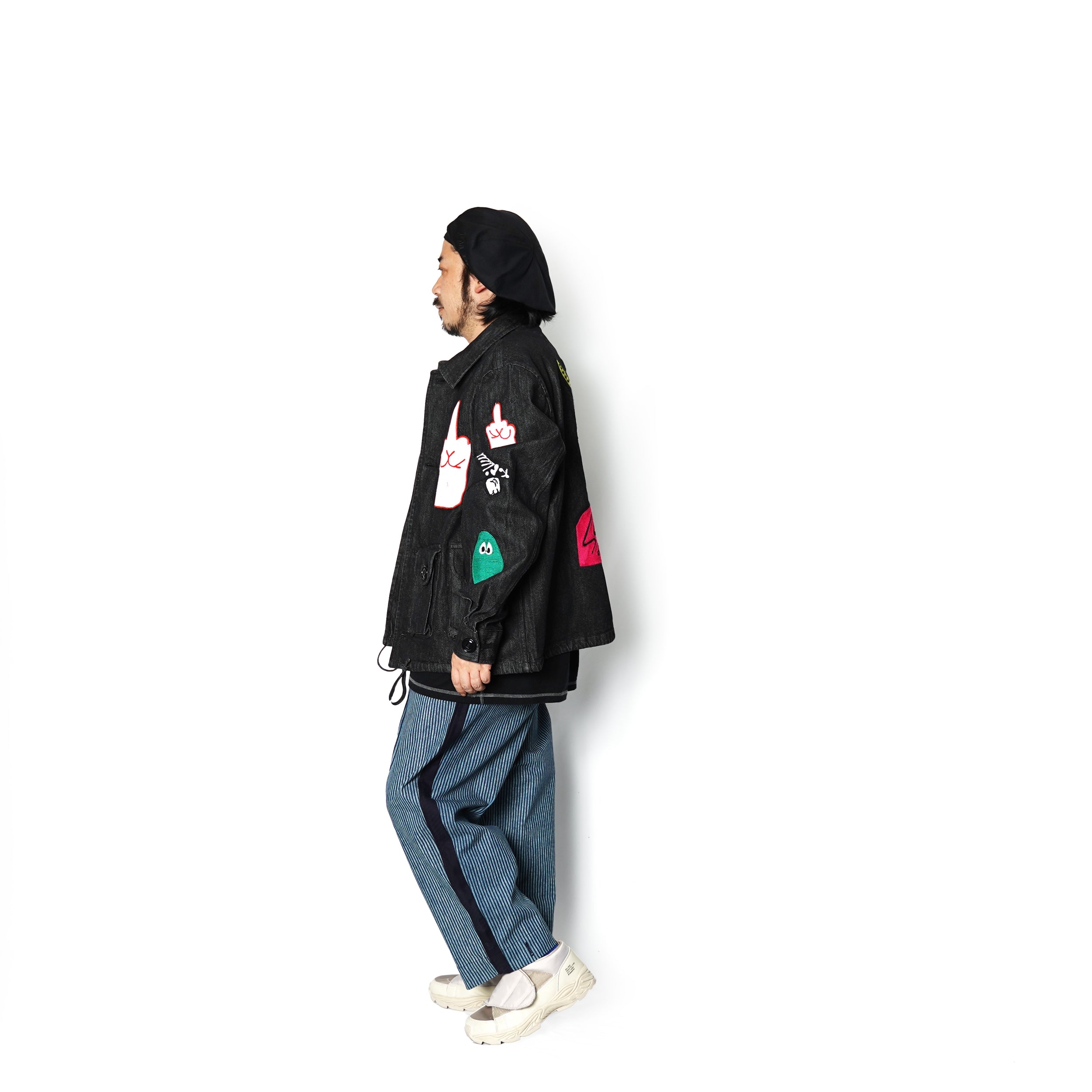 No:M28099 | Name:Military Service Jacket Type-A w/ Chain Embroidery (Made in India) | Color:Denim Black | Style: 【MONITALY】-MONITALY-ADDICTION FUKUOKA
