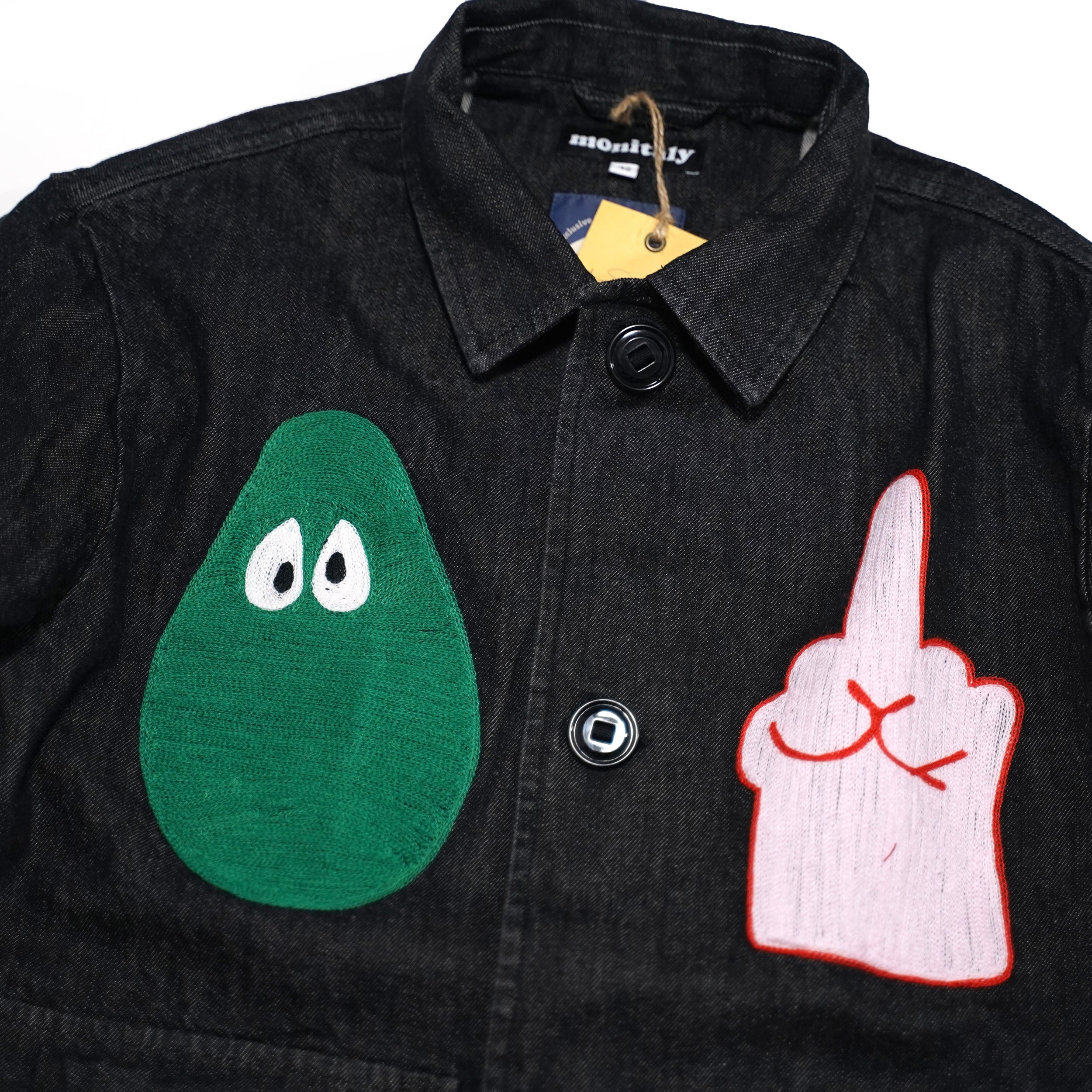 No:M28099 | Name:Military Service Jacket Type-A w/ Chain Embroidery (Made in India) | Color:Denim Black | Style: 【MONITALY】-MONITALY-ADDICTION FUKUOKA