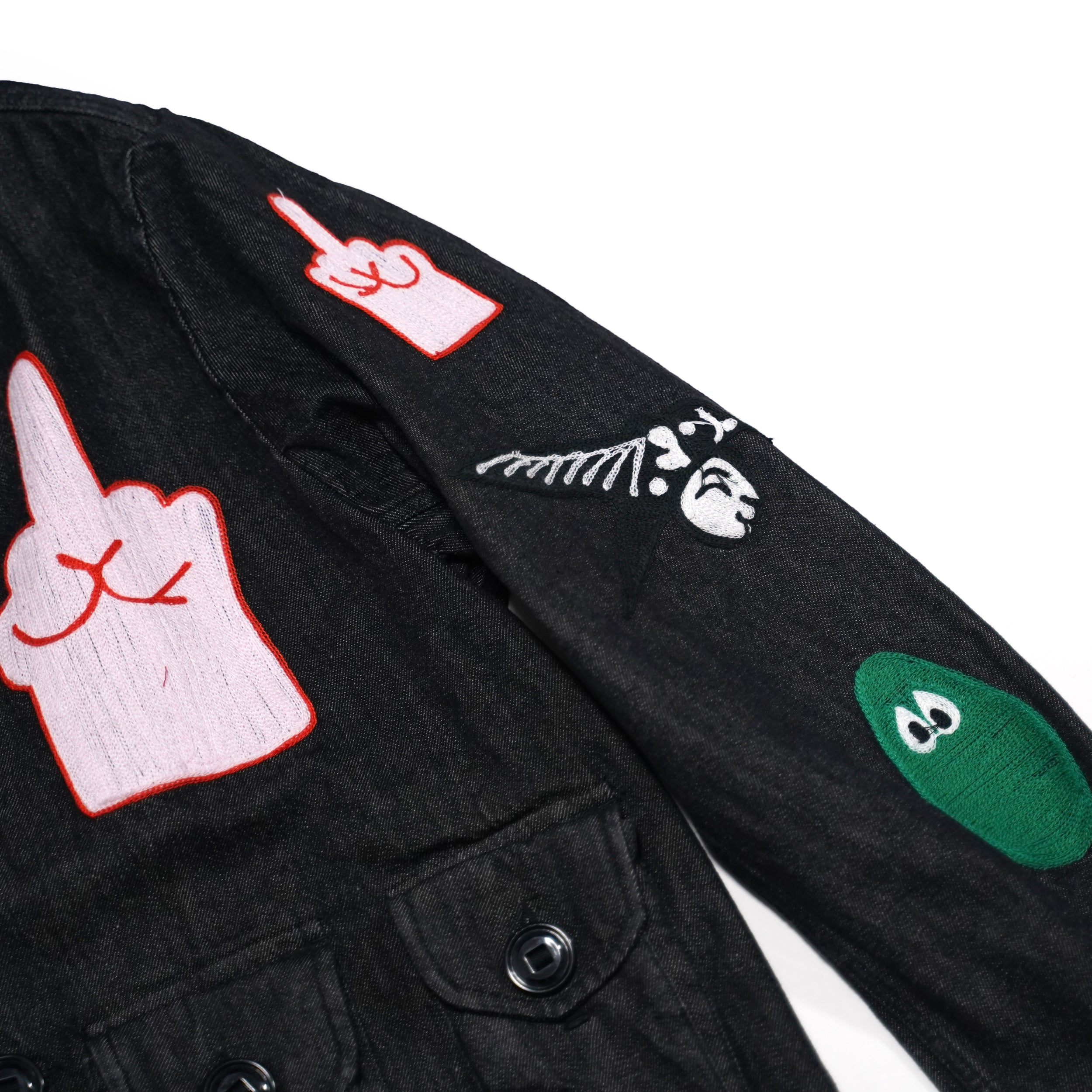 No:M28099 | Name:Military Service Jacket Type-A w/ Chain Embroidery (Made in India) | Color:Denim Black | Style: 【MONITALY】-MONITALY-ADDICTION FUKUOKA