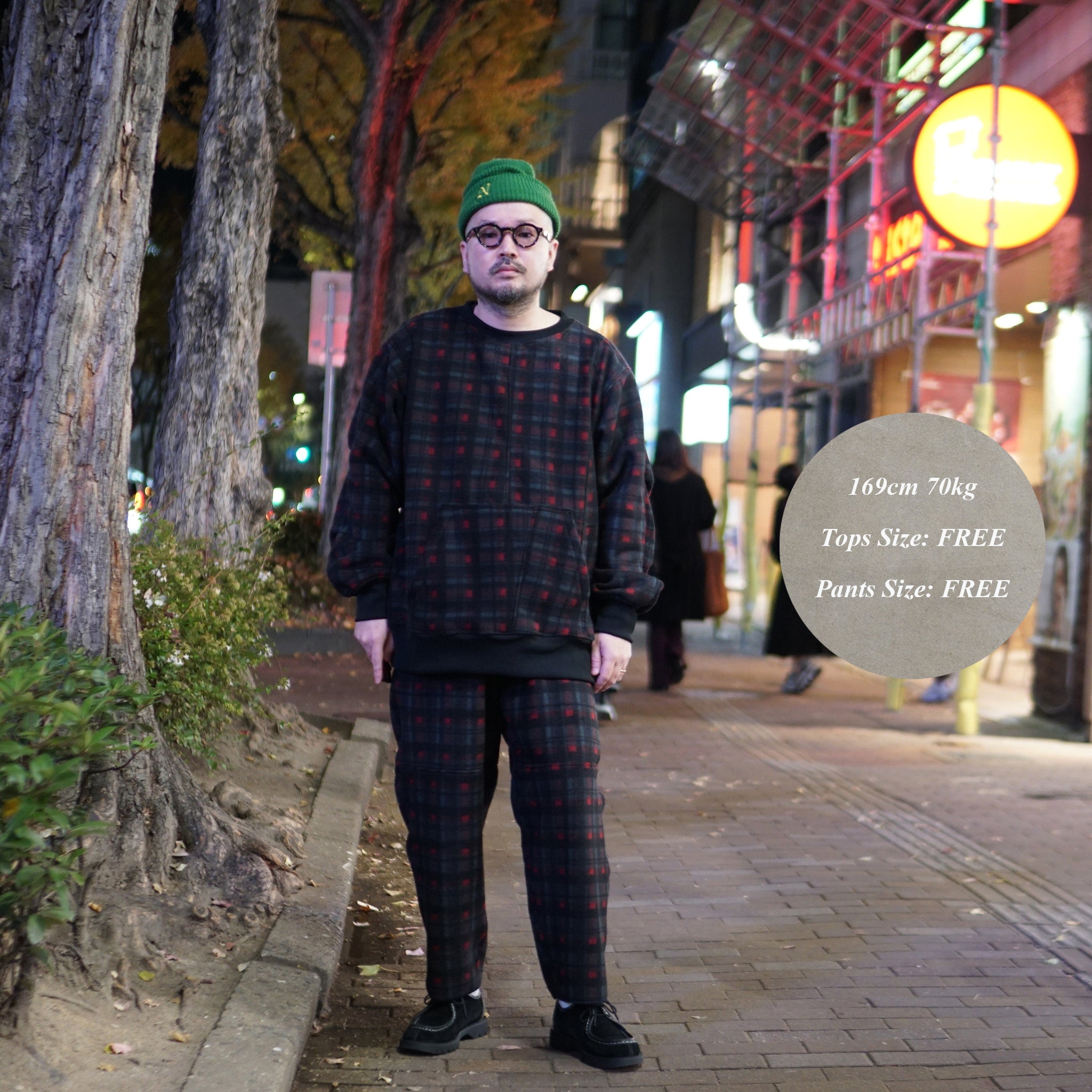 odd22fw02 | Custom Fleece Wide Pants – Check | ODDMENT